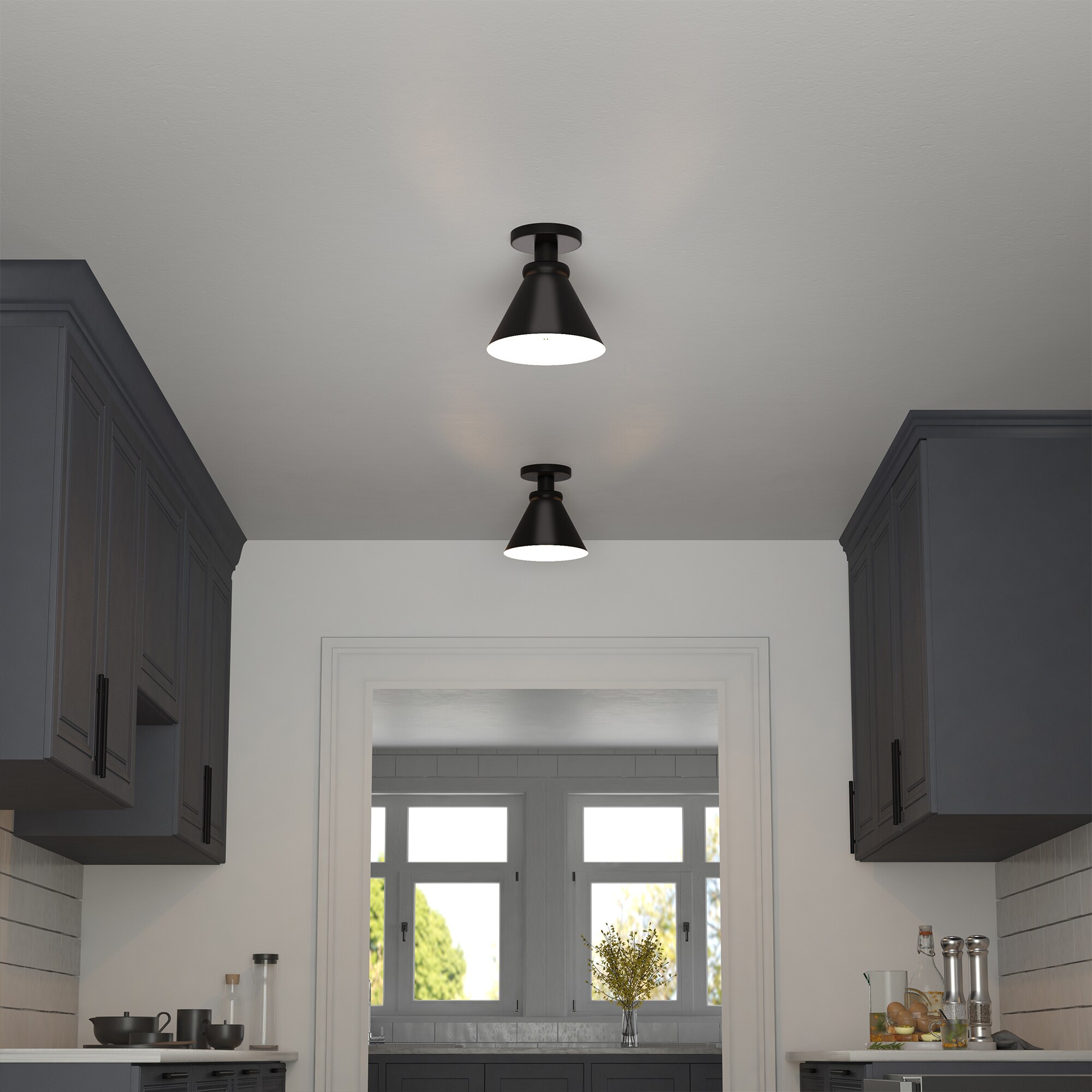 Blackened Bronze 8.5" Semi Flush Mount Ceiling Light