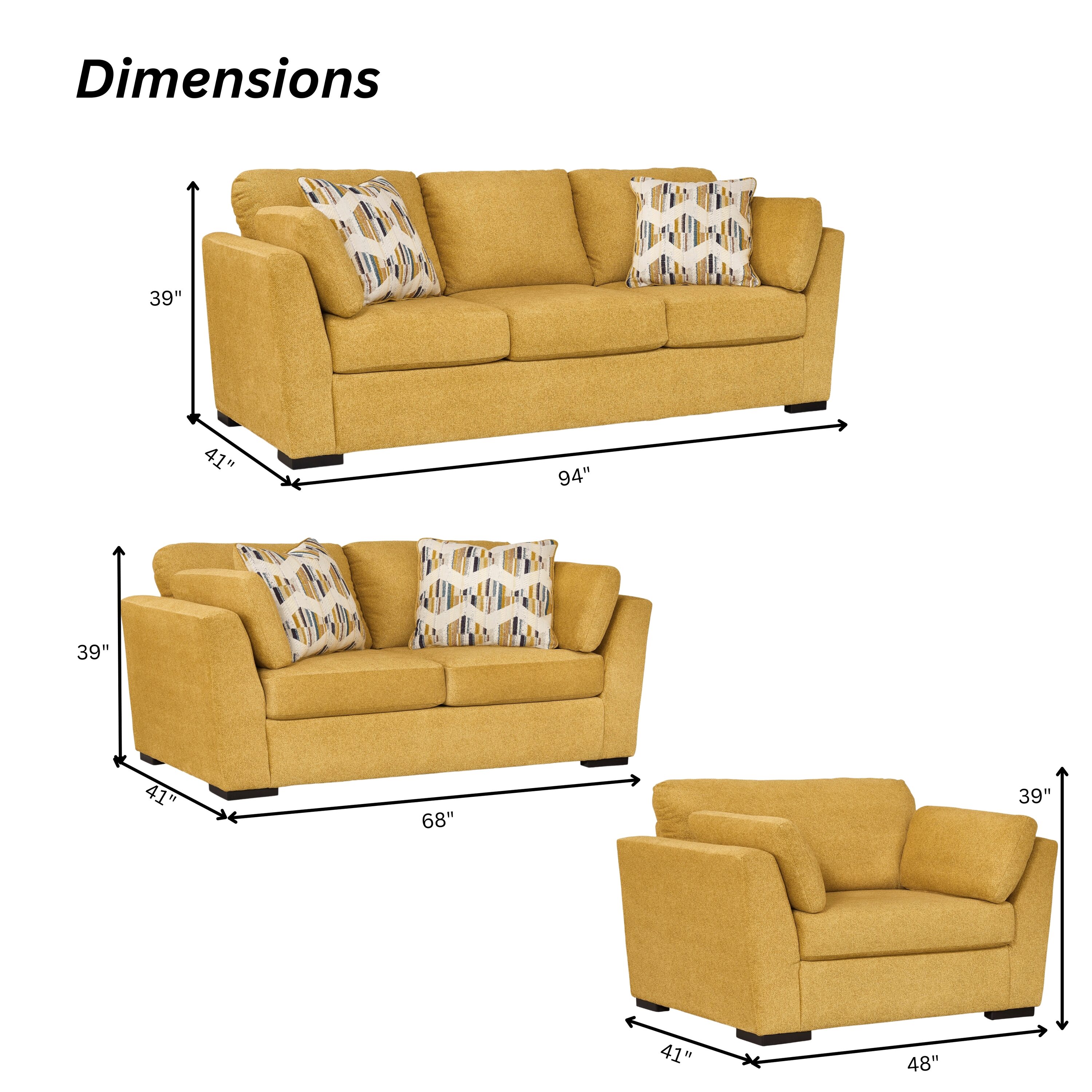 Roundhill Furniture LAS6756SLC-YL Living-Room-Sets - View #13