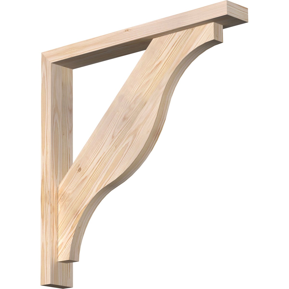Ekena Millwork 1462526 Funston Block Smooth Bracket with Offset Brace 3-1/2-in x 26-in x 26-in Douglas fir Brown Wood Standard bracket