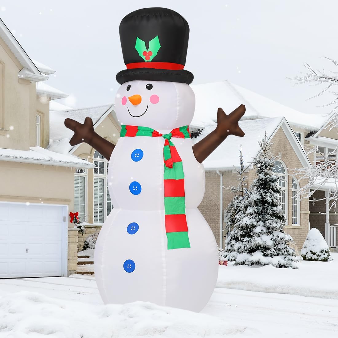 GOOSH 4-ft Lighted Snowman Christmas Inflatable in the Christmas ...