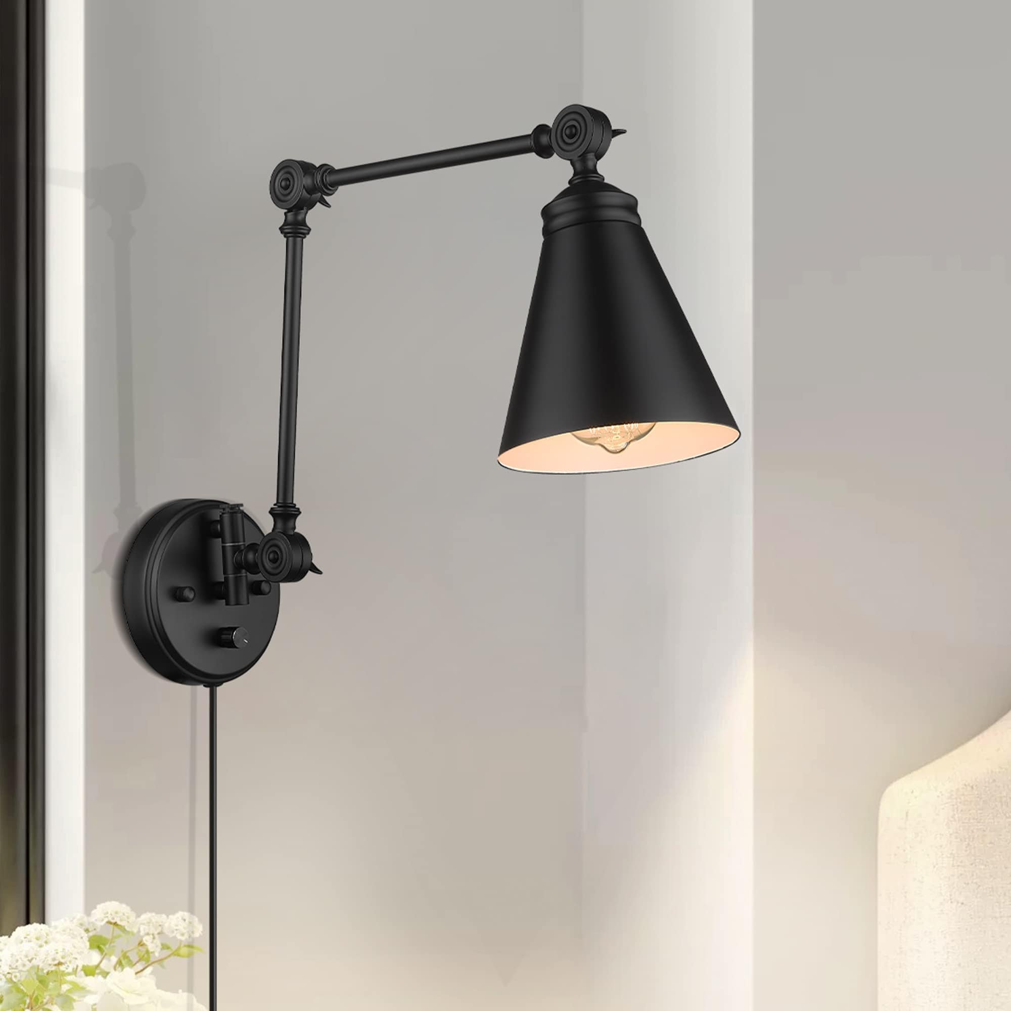 LTMATE LSW9212 BK JAZAVA 5.9-in W 1 -Light Matte Black Industrial Wall Sconce
