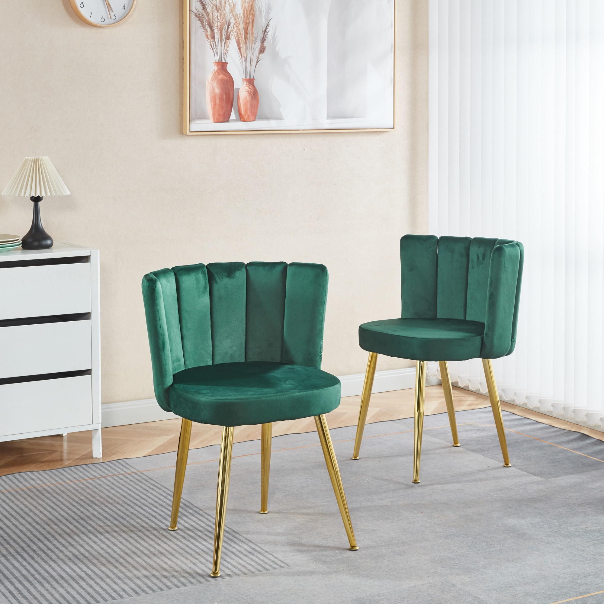 GDFStudio - Leclaie Modern Fabric Upholstered Dining Chair with Ergonomic Seat Cushion Backrest a...