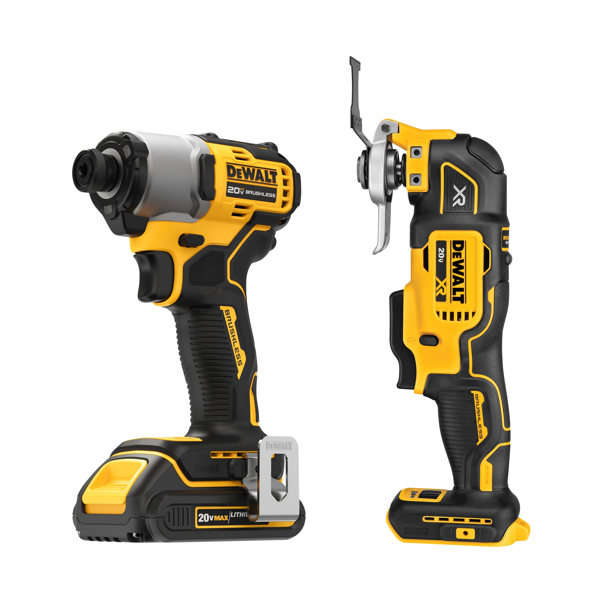 Shop DEWALT Brushless 20-volt Max 1/4-in Variable Speed Brushless Cordless  Impact Driver (2-Batteries Included)  Cordless Brushless 20-volt Max  Variable Speed Oscillating Multi-Tool Kit at