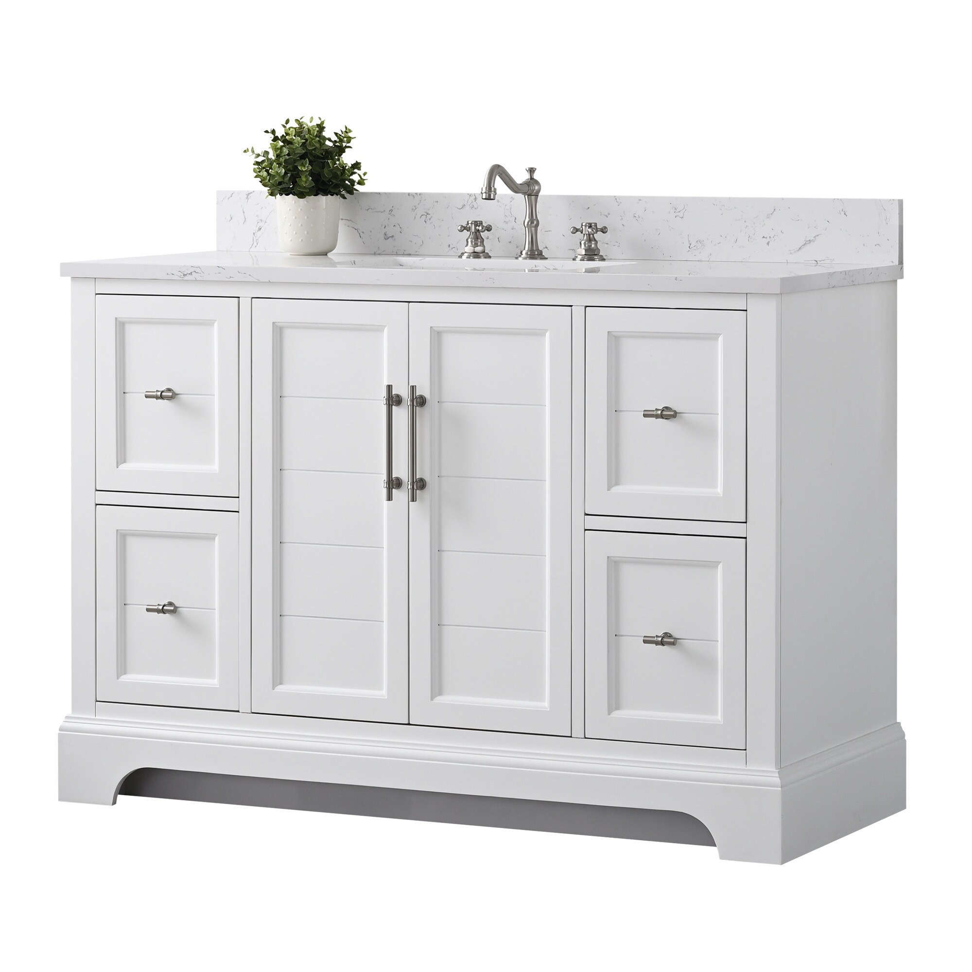 White 48" Single Sink Bathroom Vanity with Quartz Top