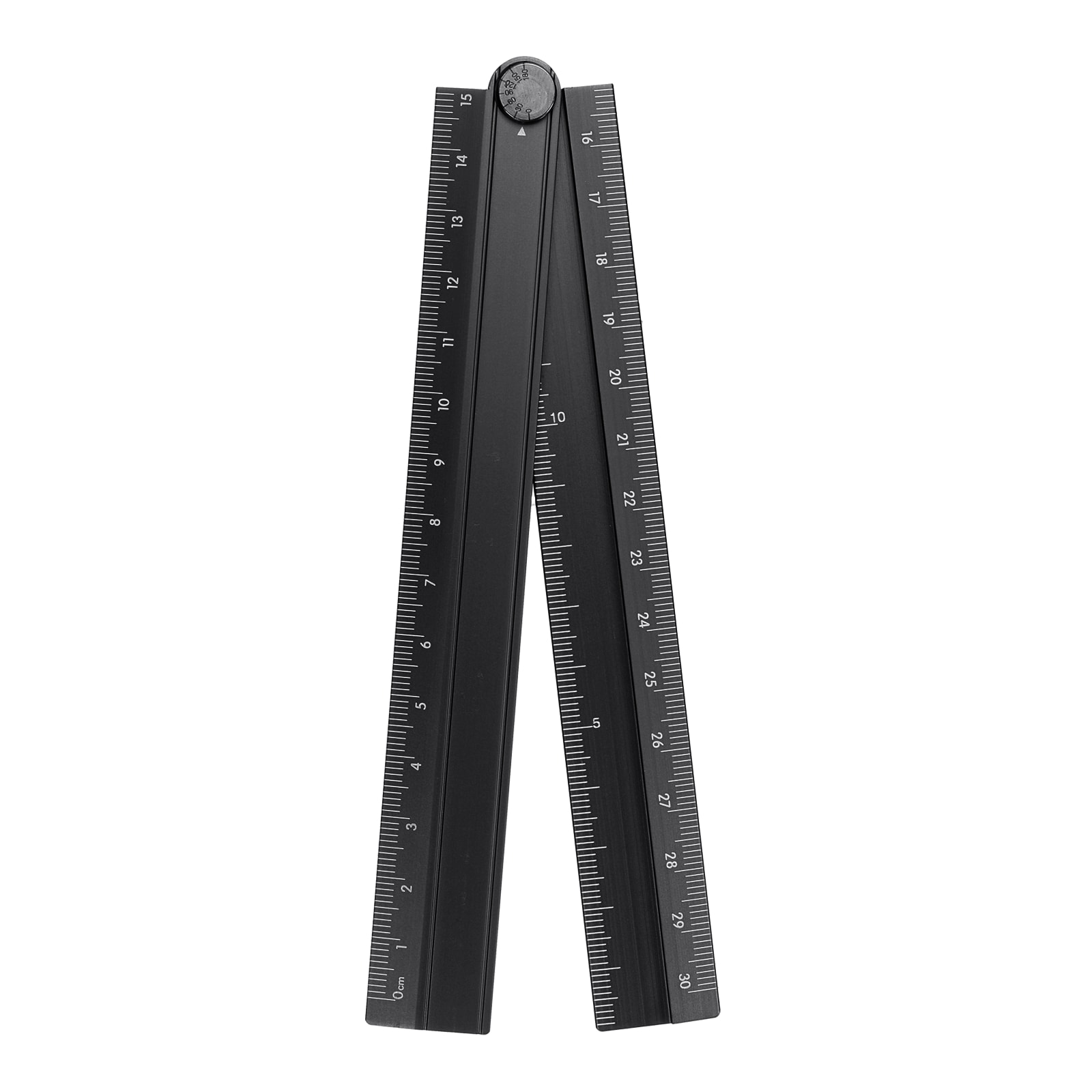 Unique Bargains Folding Straight Ruler 30cm Metric Aluminum Alloy Protractor Foldable Angle Ruler Geometric Measuring Tool with Angle Line for Architects Artists Designers Classroom Office Black #S26041500UX4913