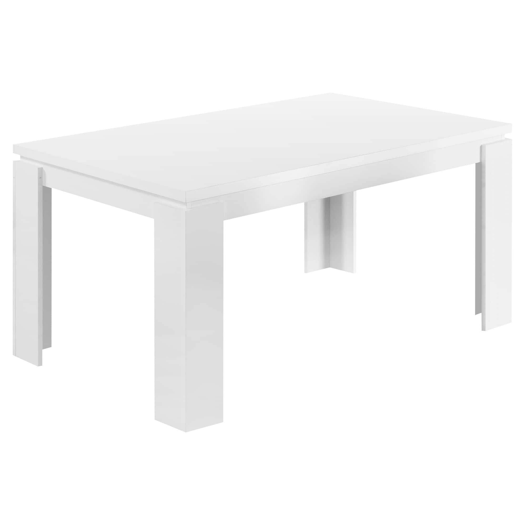 Monarch Specialties I 1056 White Contemporary/Modern Dining Table, Composite with White Composite Base 59-in L x 30.5-in H