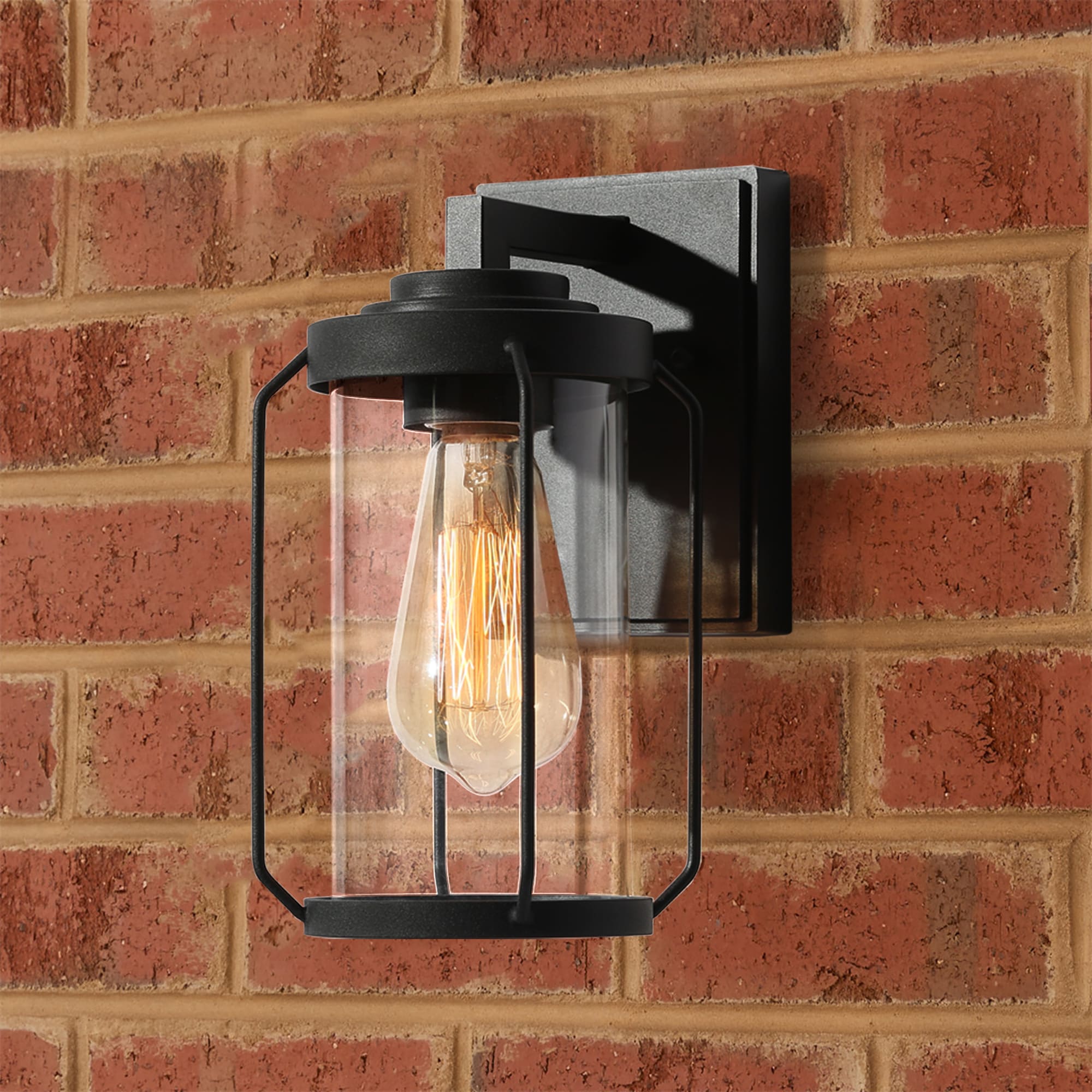 Uolfin Modern Black Outdoor Wall Light 1-Light Motion Sensing Wall Lantern  Sconce Light with Water-Rippled Glass Shade (2-Pack) 628H8UZYRRU744D - The  Home Depot