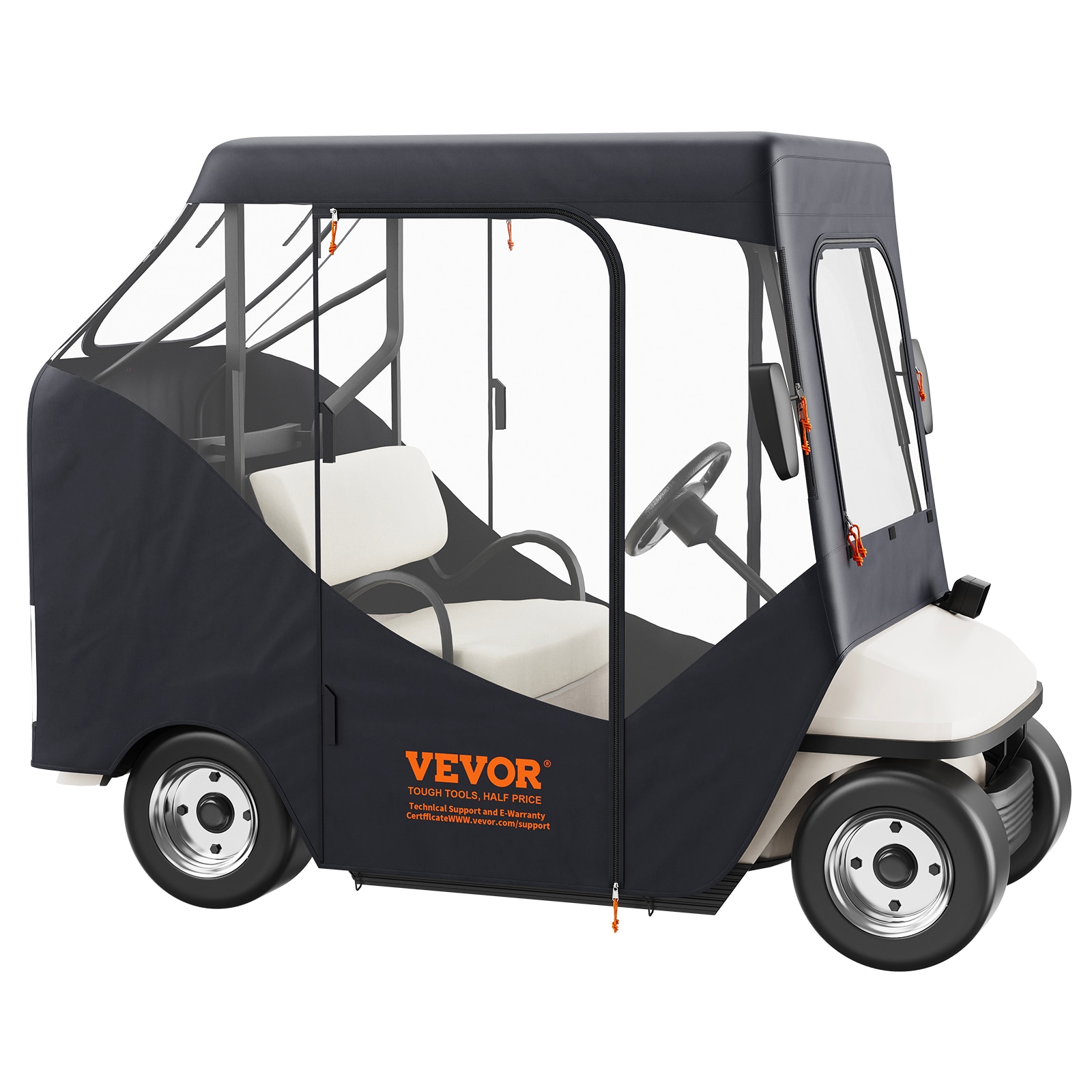 VEVOR KSHGEFCZGMDJ7155KV0 Golf Cart Enclosure, 600d Polyester Driving Enclosure with 4-sided Transparent Windows, 2 Passenger Club Car Covers Universal Fits For Most Brand Carts, Sunproof and Dustproof Outdoor Cart Cover