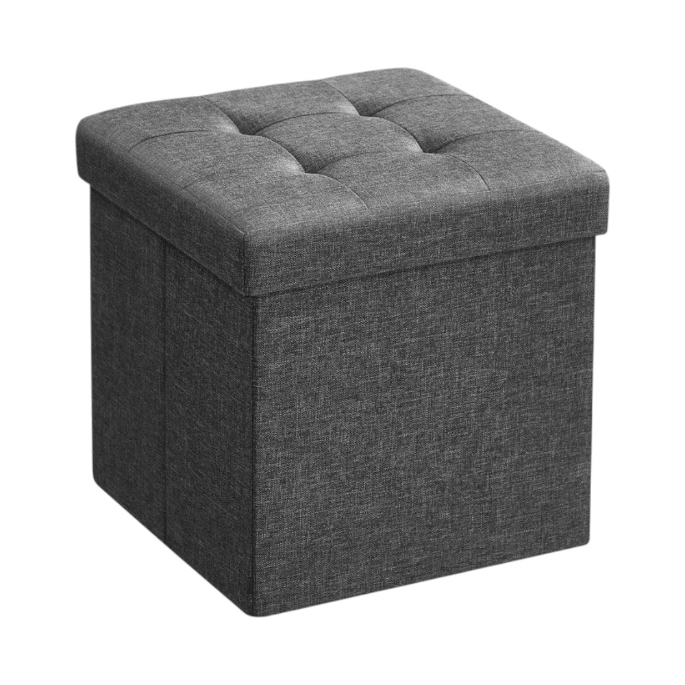 Slickblue - Modern Square Dark Gray Folding Ottoman with Hidden Storage for Bedroom Living Room E...