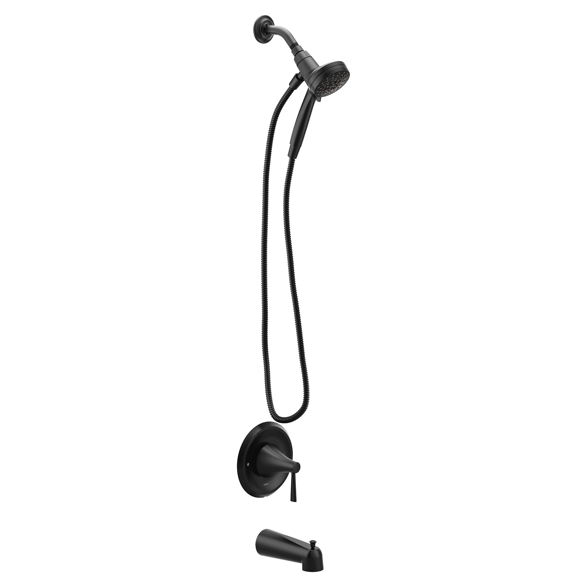 Moen 82021BL Ronan Matte Black 1-handle Handheld 3.75-in Round Bathtub and shower Faucet with Valve