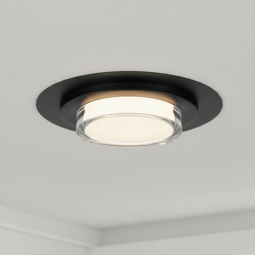 Blisstyle 16 Inch Square Black Integrated LED Flush Mount Lighting Bathroom Lighting Black Steel