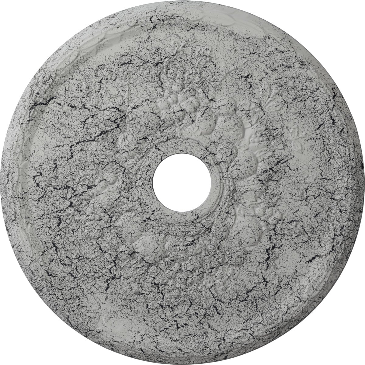 Ekena Millwork CM22GRUWC Grape 22.625-in W x 22.625-in L Painted Ultra Pure White Crackle Polyurethane Whole Ceiling Medallion