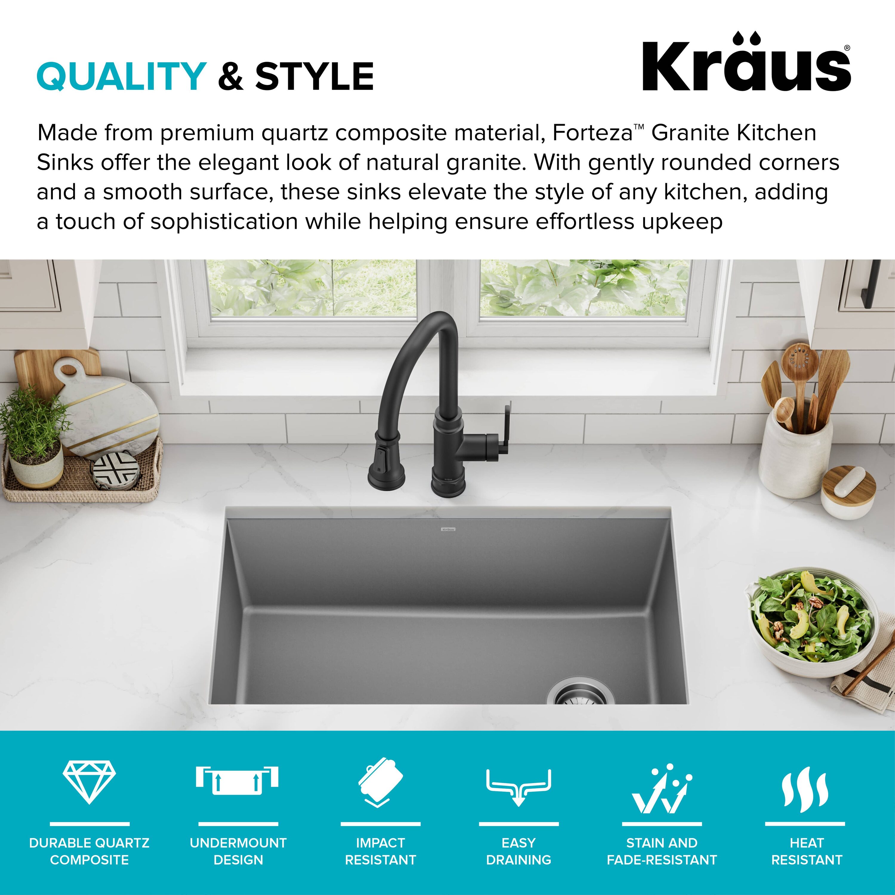Kraus KGU-55GREY Kitchen-Sinks - View #4