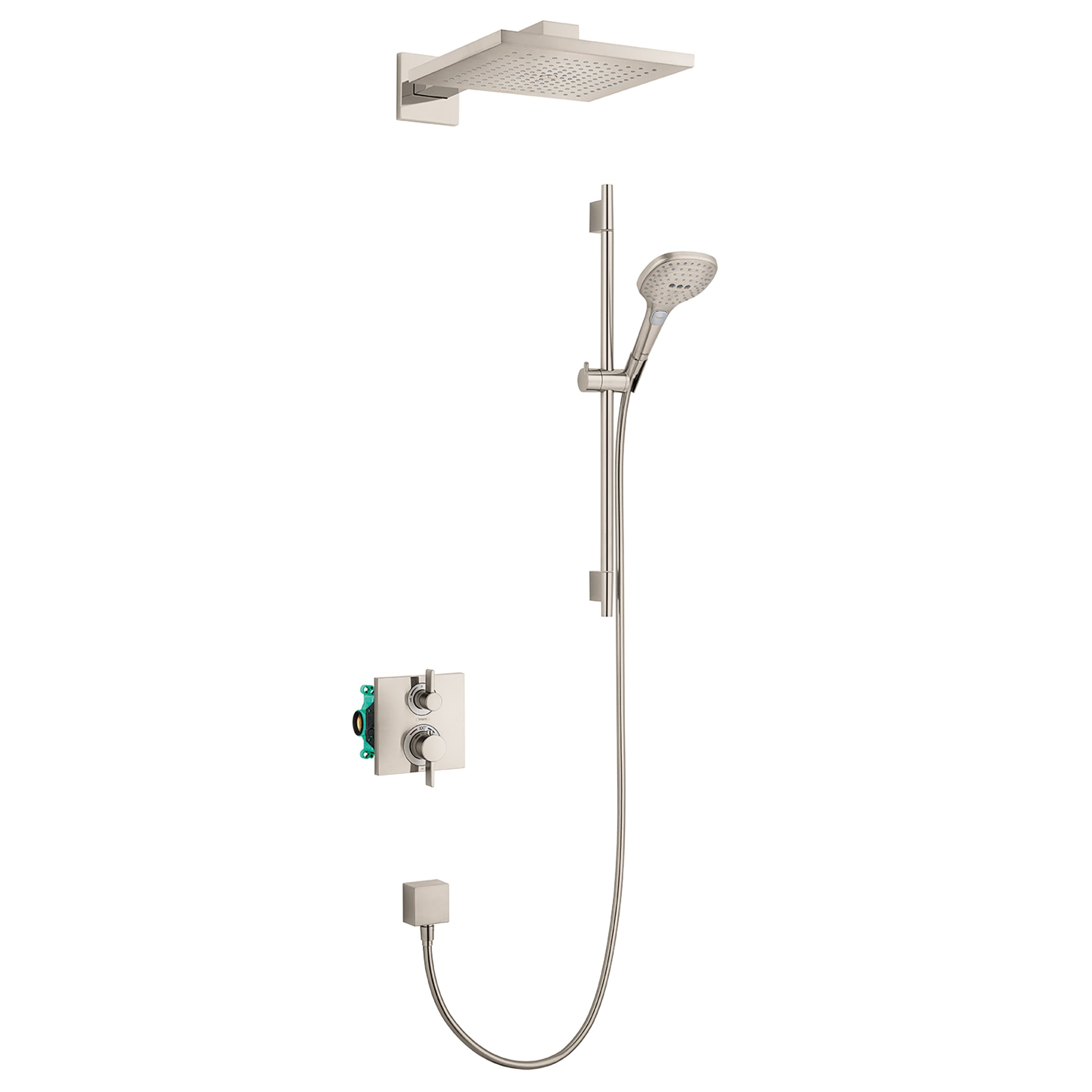 Hansgrohe 04914820 Brushed Nickel 2-handle Wall-mount Mid-arc Bathtub Faucet ( Valve Included )