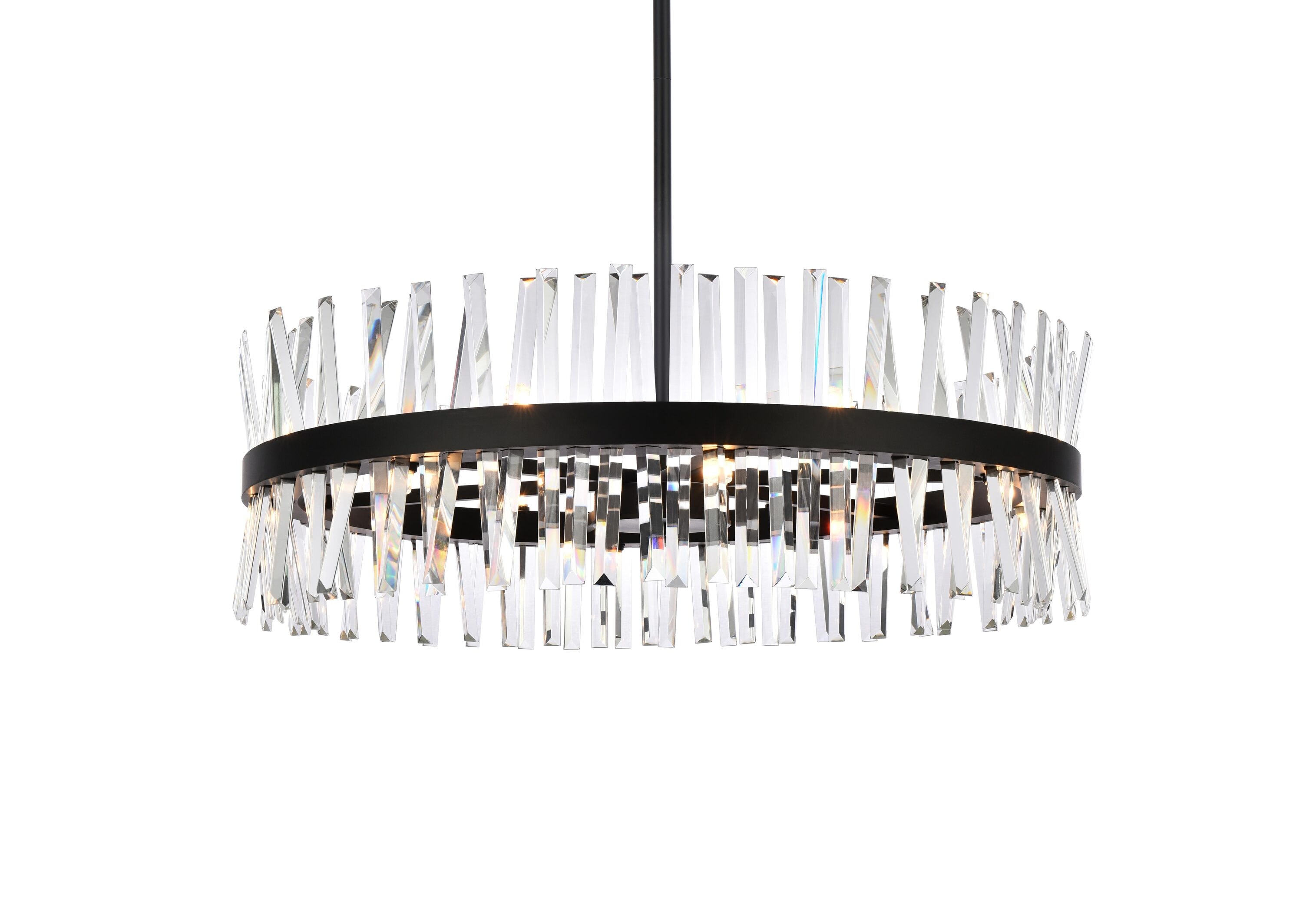 Serephina 32-Inch Black Crystal Round Chandelier