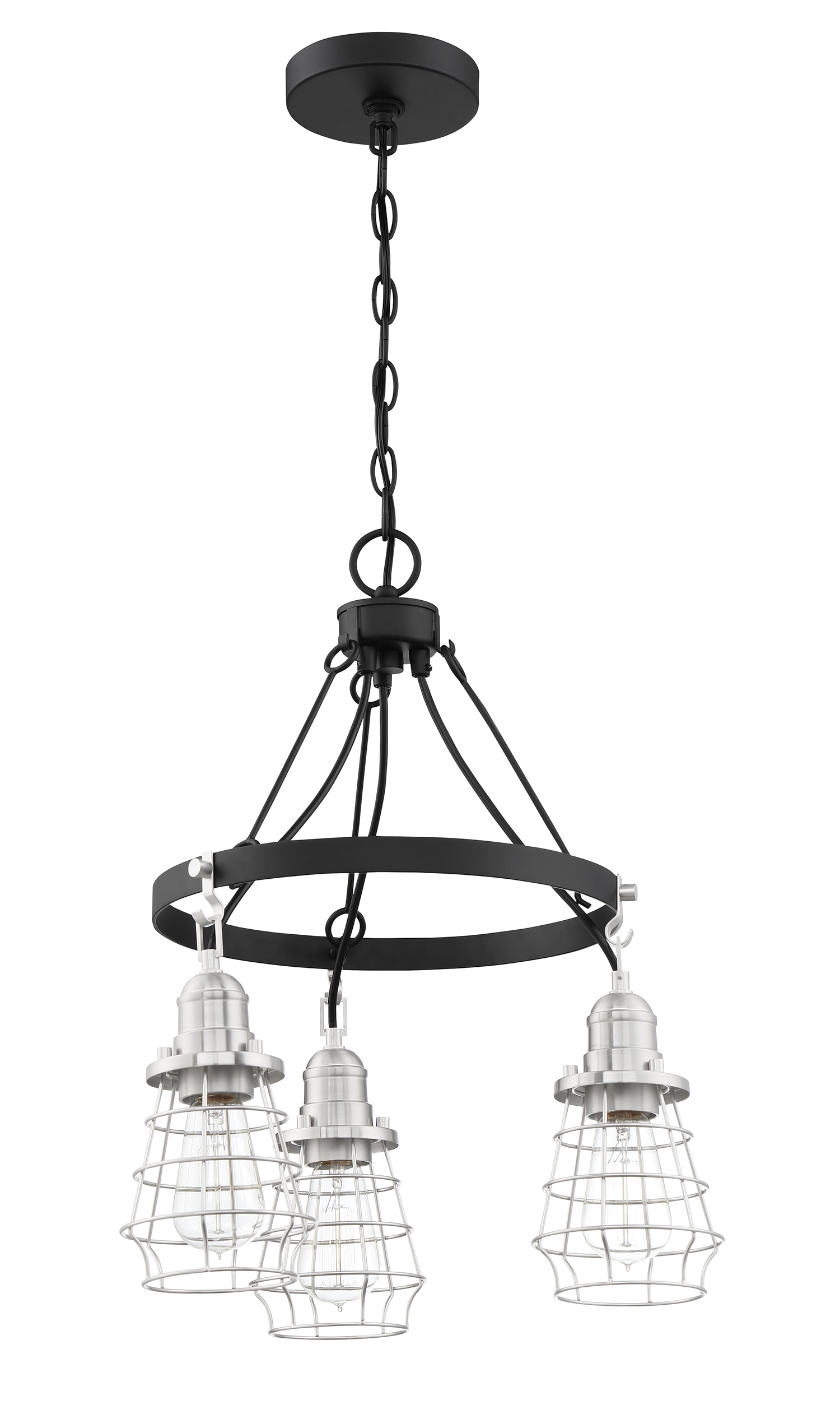 Craftmade 50623-FBBNK Thatcher 3 -Light Black Transitional Cage For Use in Bedrooms, Dining Rooms, Foyers, Kitchens, Living Rooms Chandelier