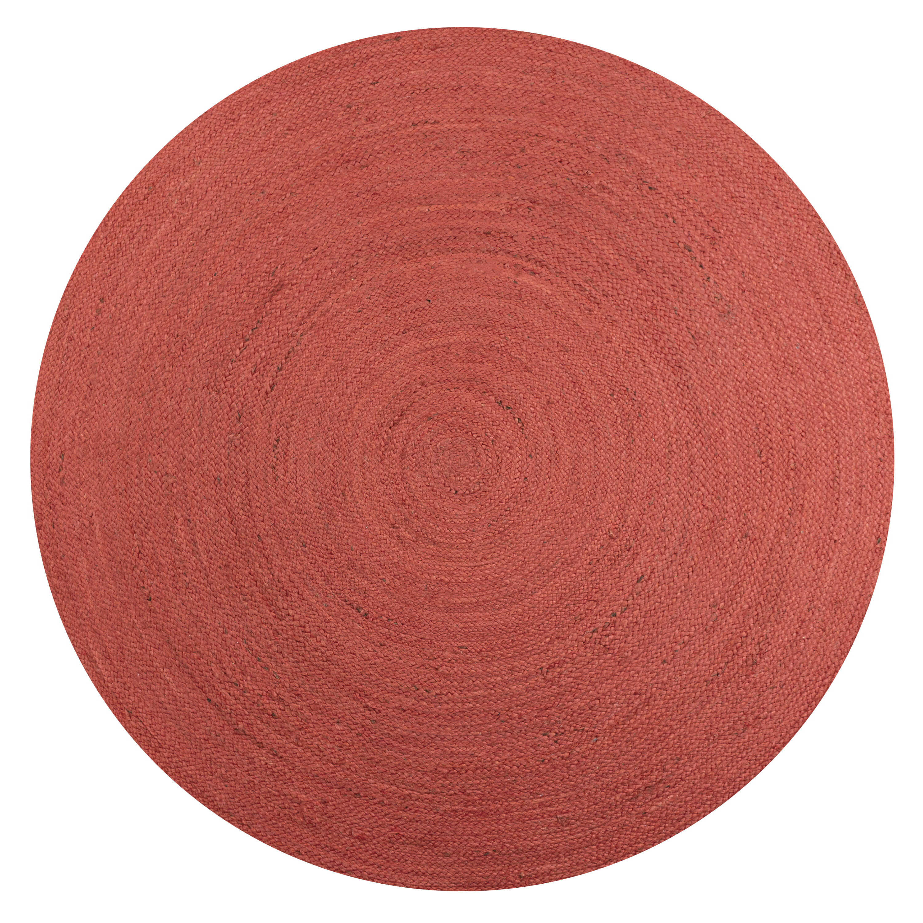 Red Braided Jute 5' Round Coastal Area Rug