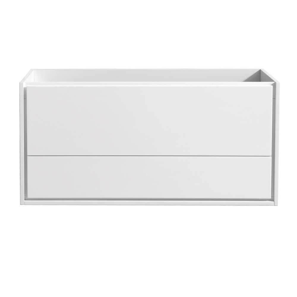 Fresca FCB9248WH-D Catania 48-in Glossy White - DBL Floating Bathroom Vanity Base Cabinet without Top