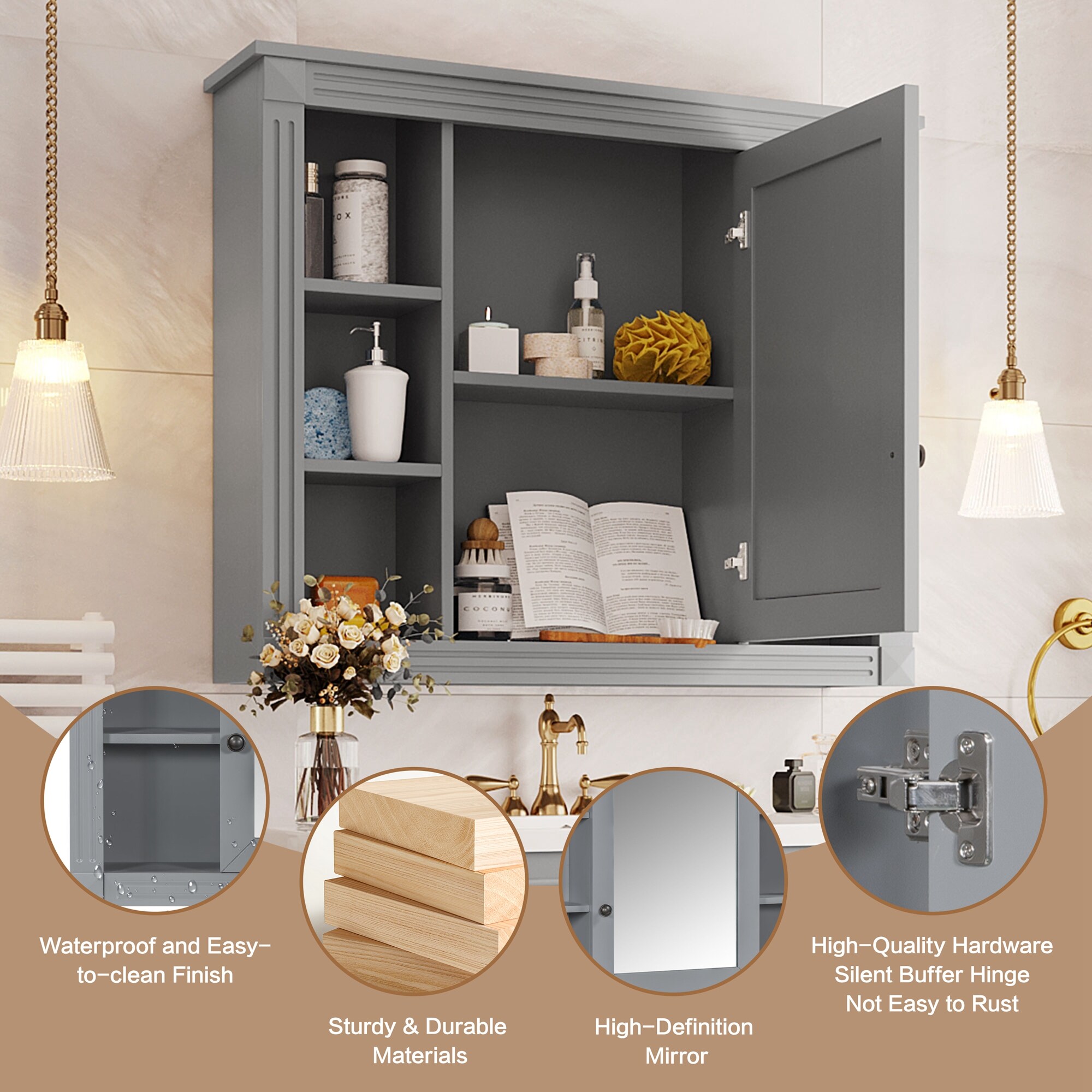 CASAINC CA-MR081AAE Bathroom-Wall-Cabinets - Thumbnail View #4