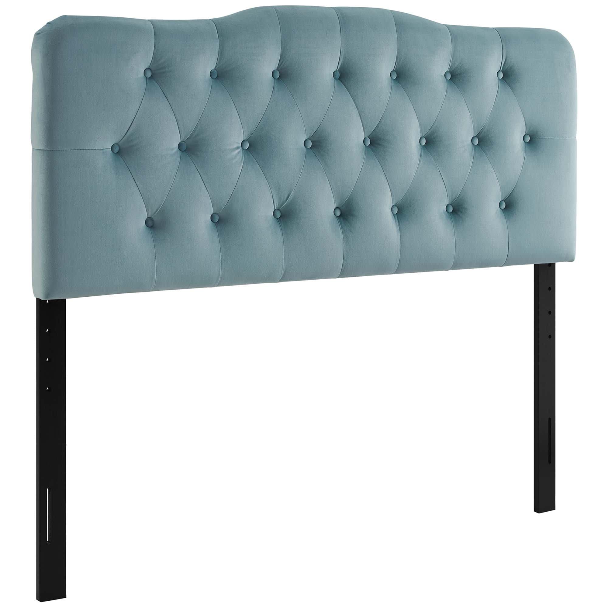  Annabel Diamond Tufted Performance Velvet Full Headboard in Light Blue