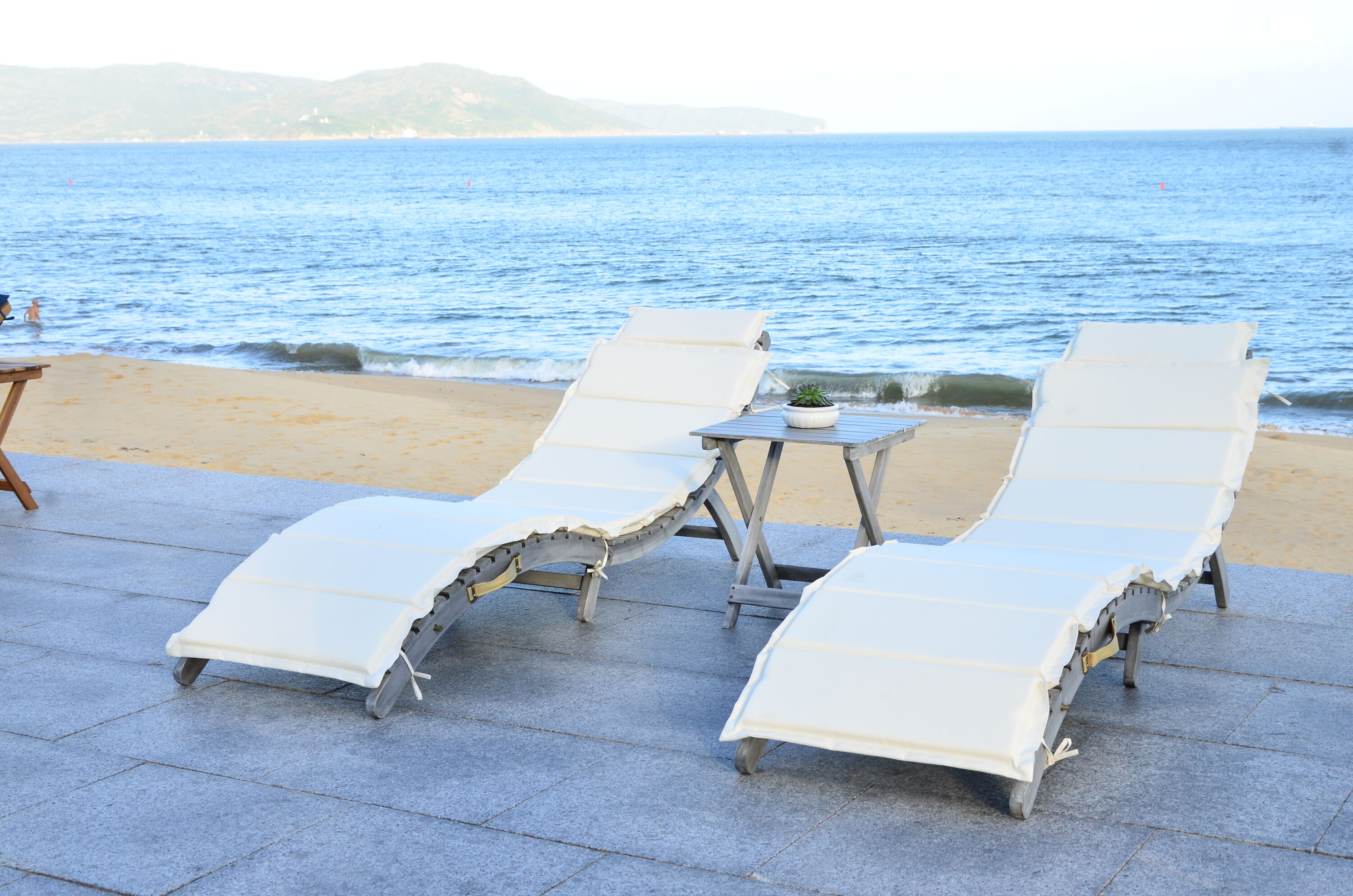 Contemporary Gray Acacia 3-Piece Outdoor Lounge Set