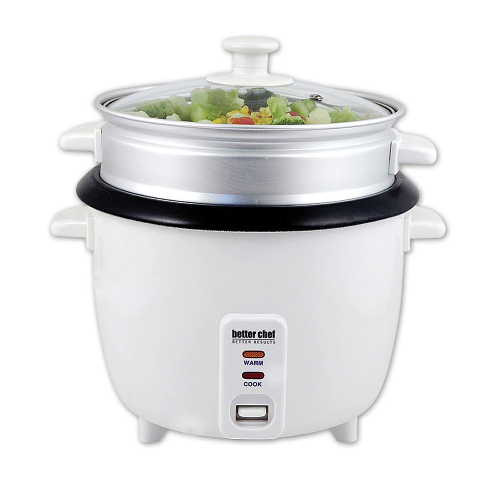 Better Chef 5-Cup Rice Cooker with Food Steamer - White, Timer, Keep Warm  Setting, Makes up to 10 Cups, Includes Steamer Attachment in the Rice  Cookers department at