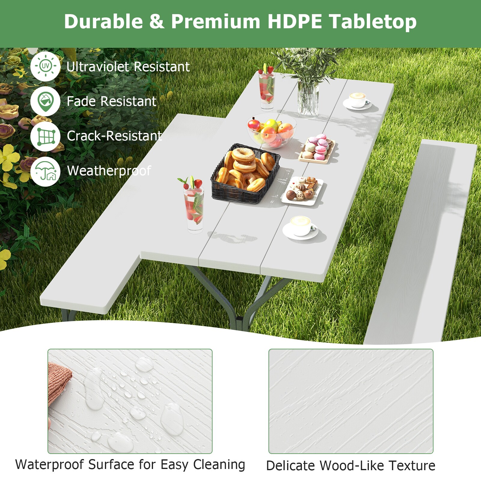Forclover HBV-1266WH Picnic-Tables - View #8