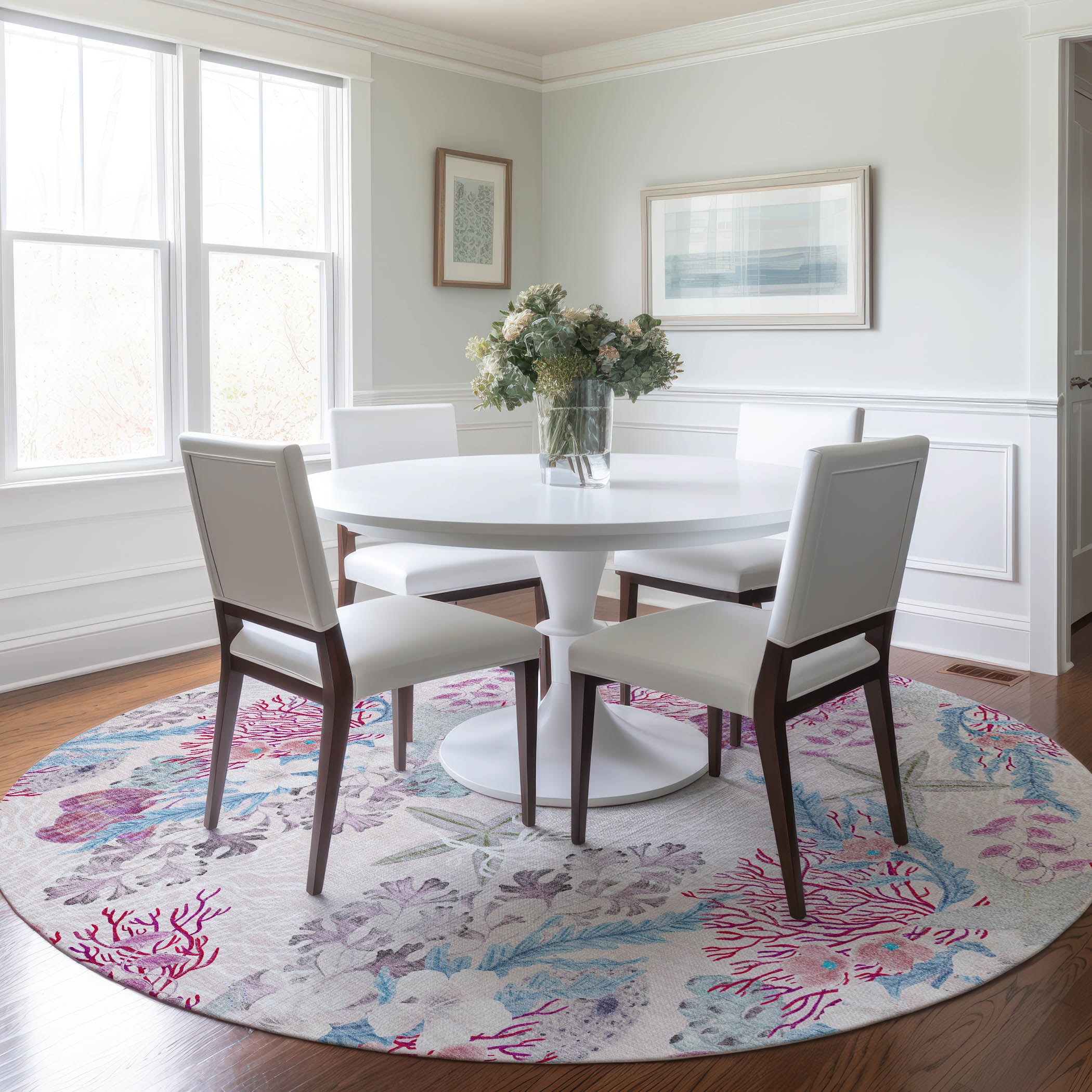 Addison Rugs AMF180RA8RO Mayfield AMF180RA 8 x 8 (ft) Loomed Polyester Raspberry Round Indoor Geometric Machine washable Area rug