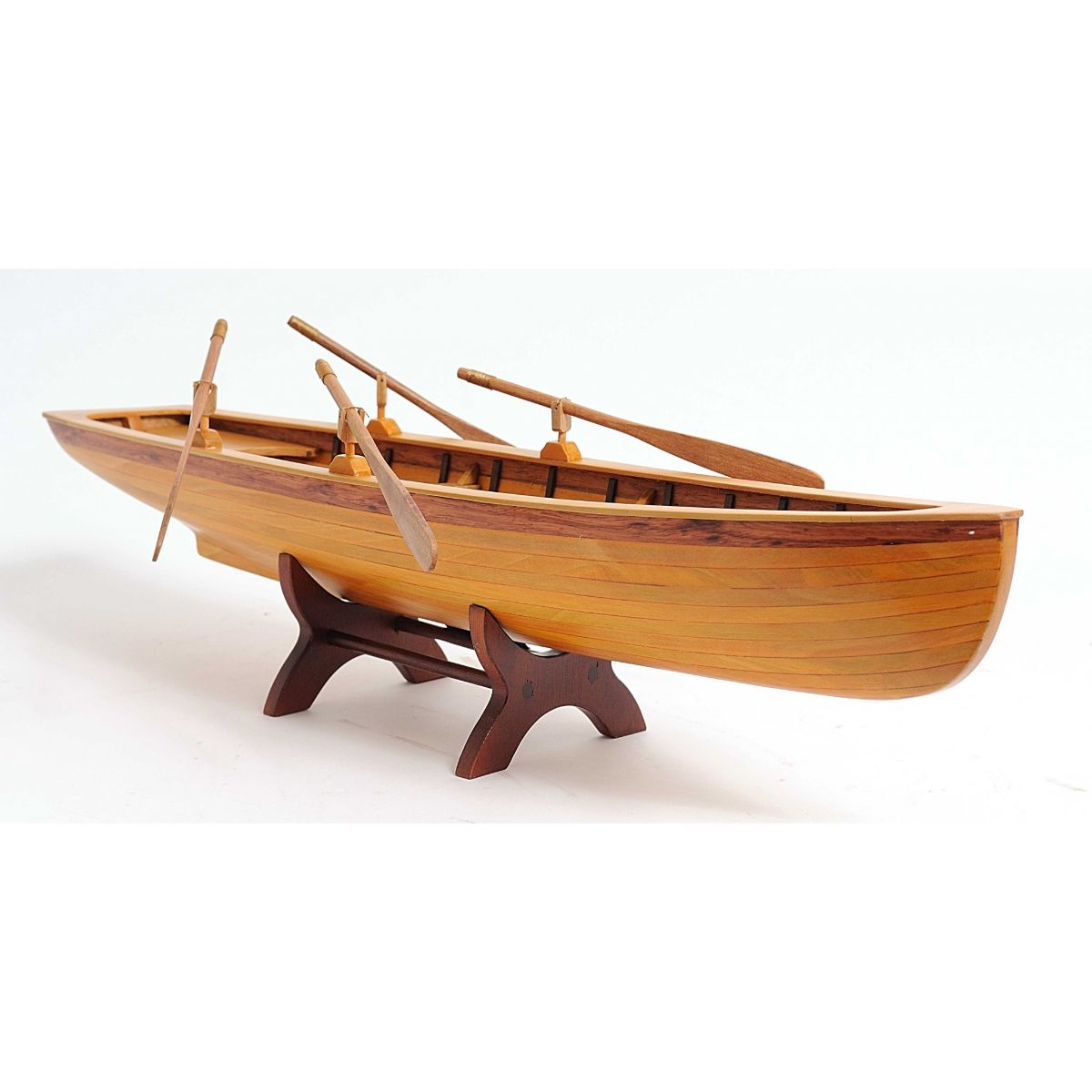 HomeRoots Wooden Boat Model with Interior Ribs, Oars, and Brass Nameplate -  24.5-in White in the Decorative Accessories department at