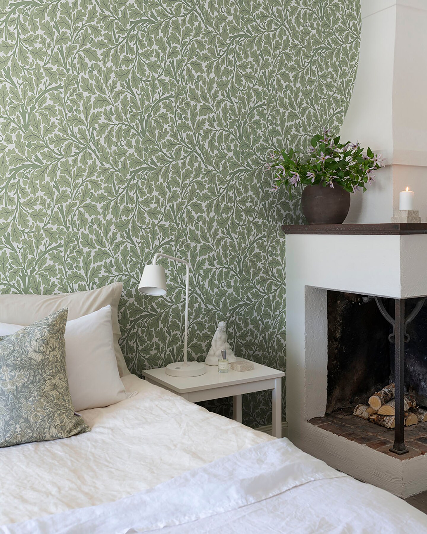 Green Oak Tree Leaf Non-Pasted Washable Wallpaper
