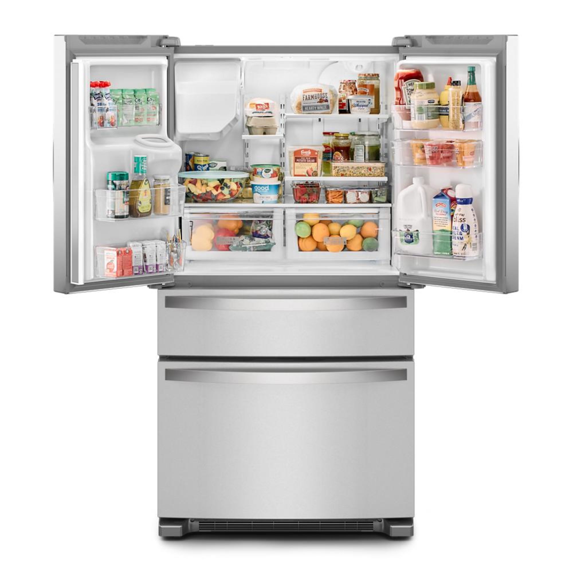 Whirlpool 24.5-cu ft 4-Door French Door Refrigerator with Ice Maker, Water and Ice Dispenser (Stainless Steel) ENERGY STAR