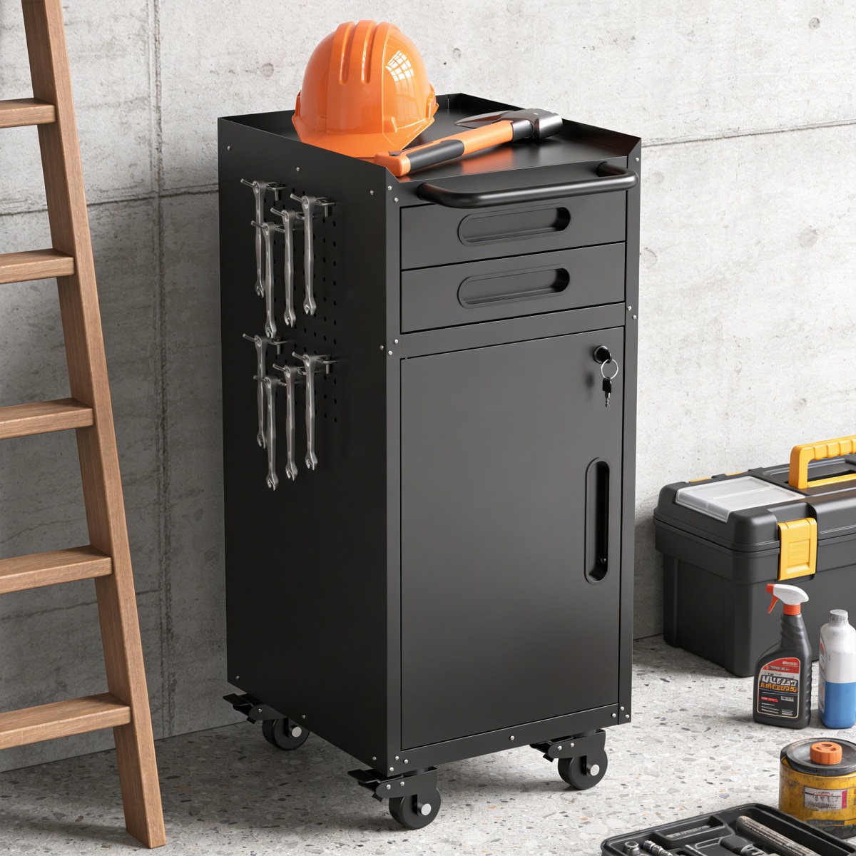 Streamdale Furniture Streamdale 34.3'' Narrow Rolling Tool Cabinet - Space-Saving Garage Storage