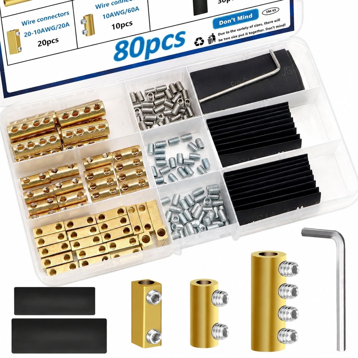 Afoxsos 80 Piece Wire Connectors Kit with Heat Shrink Tubes and Wrench for 6 Gauge 8 Gauge 10 Gauge Wiring Terminals durable home and garden #LAF0816FA1376