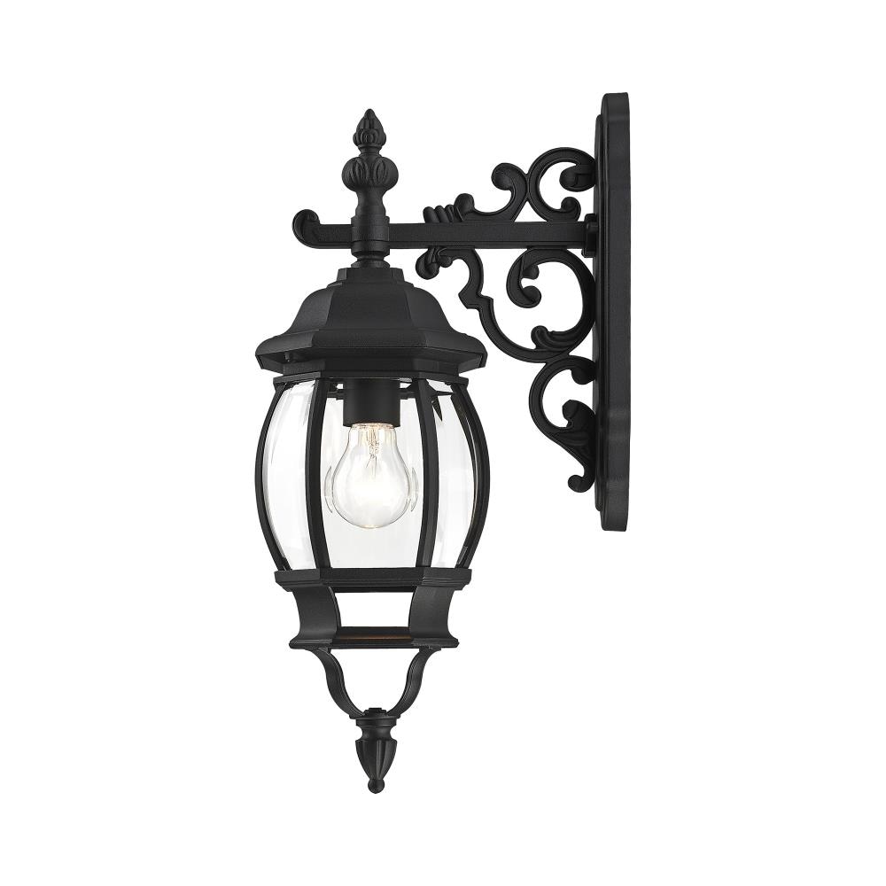 Black Aluminum Outdoor Wall Mount Lantern with Clear Glass