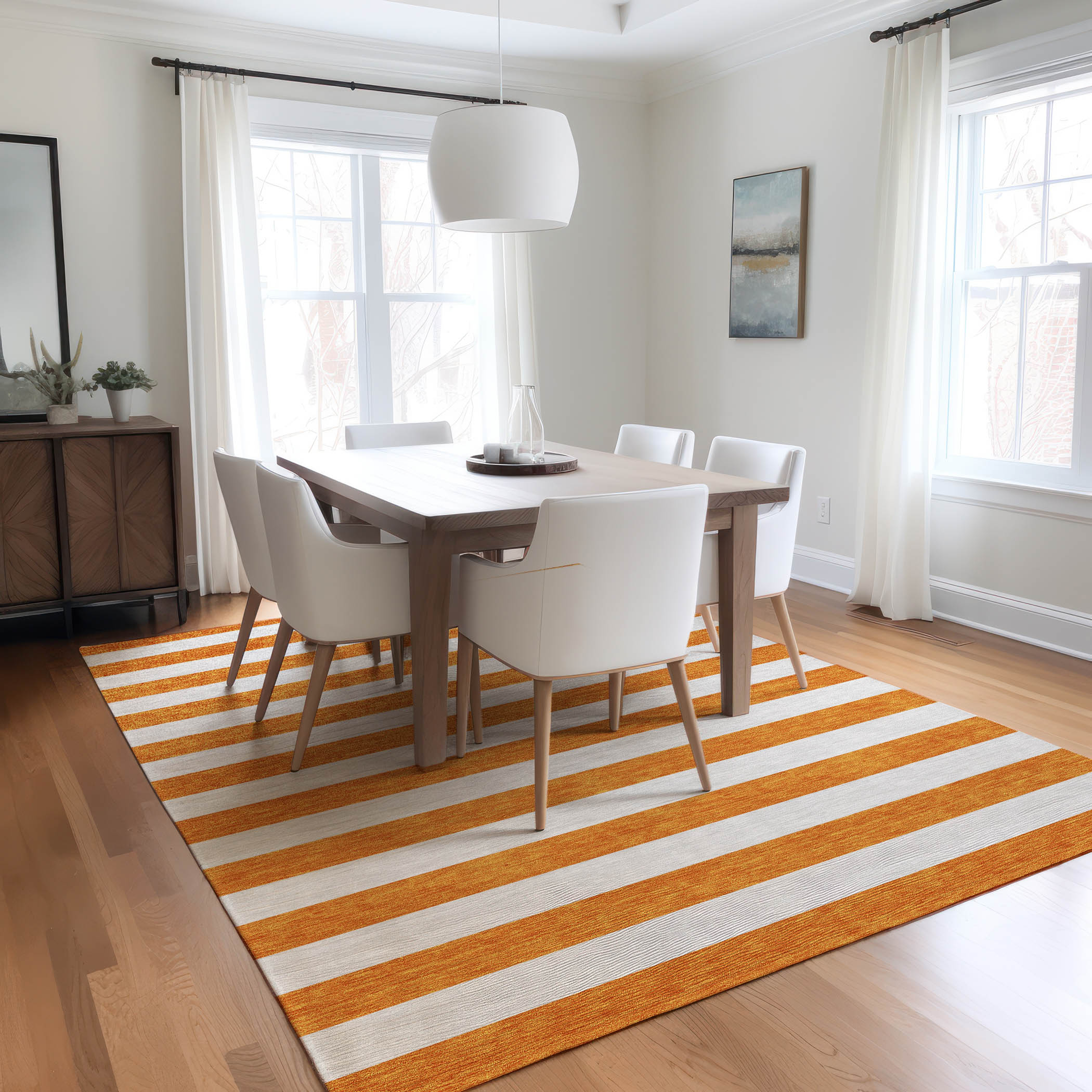 Addison Rugs ACN528OR8X10 Chantille ACN528OR 8 x 10 (ft) Polyester Orange Rectangular Indoor/Outdoor Stripe Machine washable Area rug