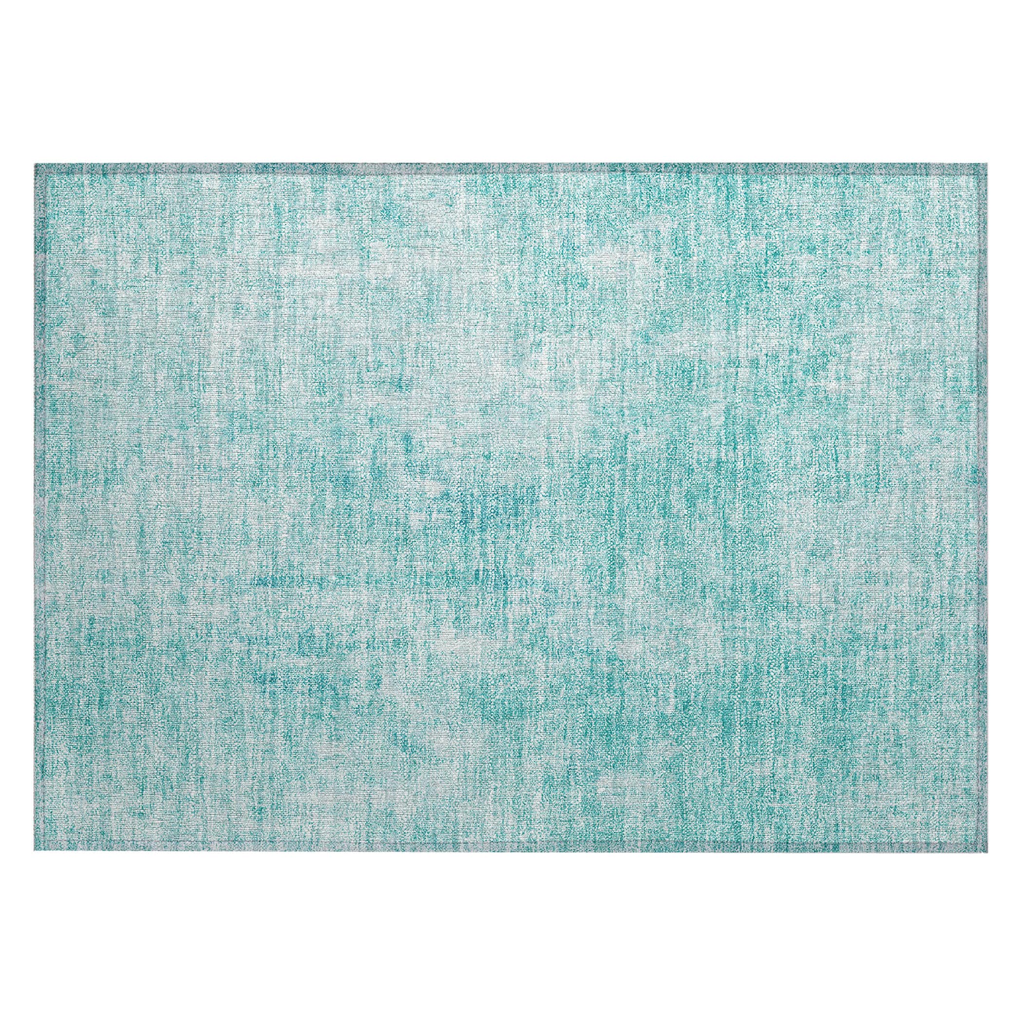 Teal Abstract Flat Woven Indoor Outdoor Rug 1'8" x 2'6"