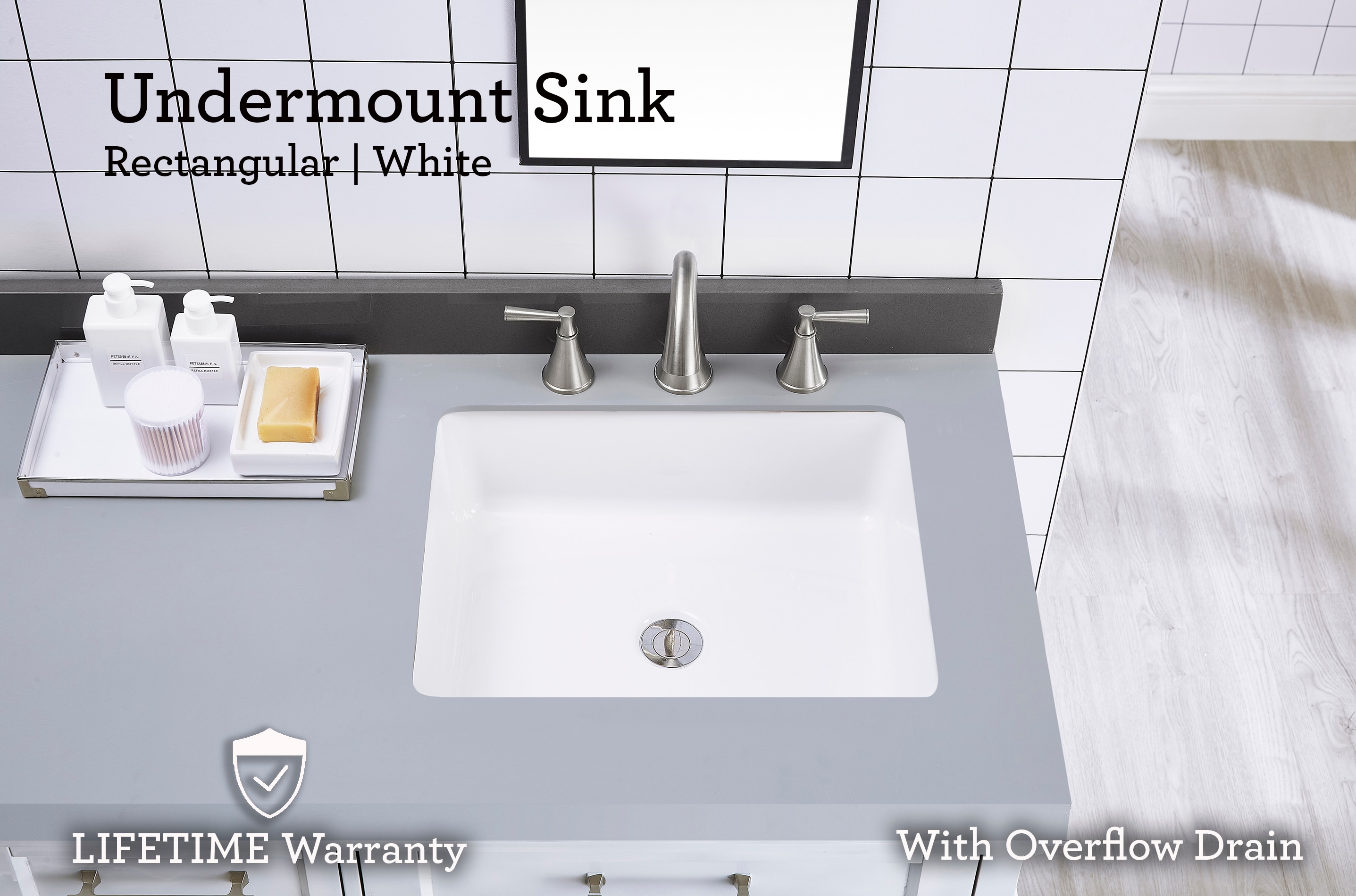 allen + roth White Drop-In Rectangular Traditional Bathroom Sink (21.26-in  x 18.5-in) at