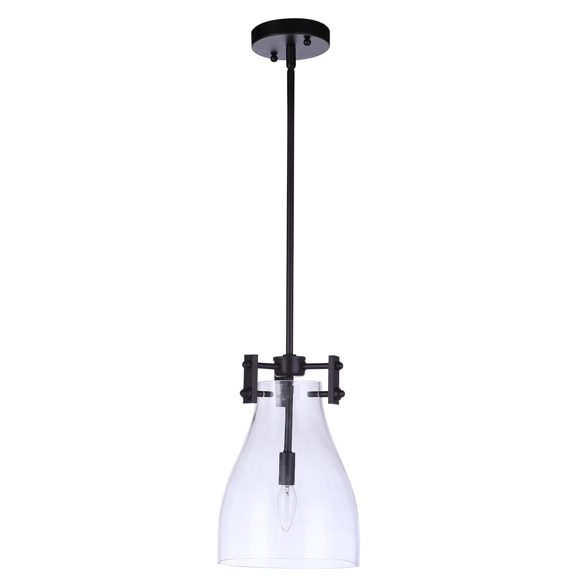 Craftmade 55891-FB Chardonnay Flat Black Transitional Clear glass Bell Mini Hanging Pendant light