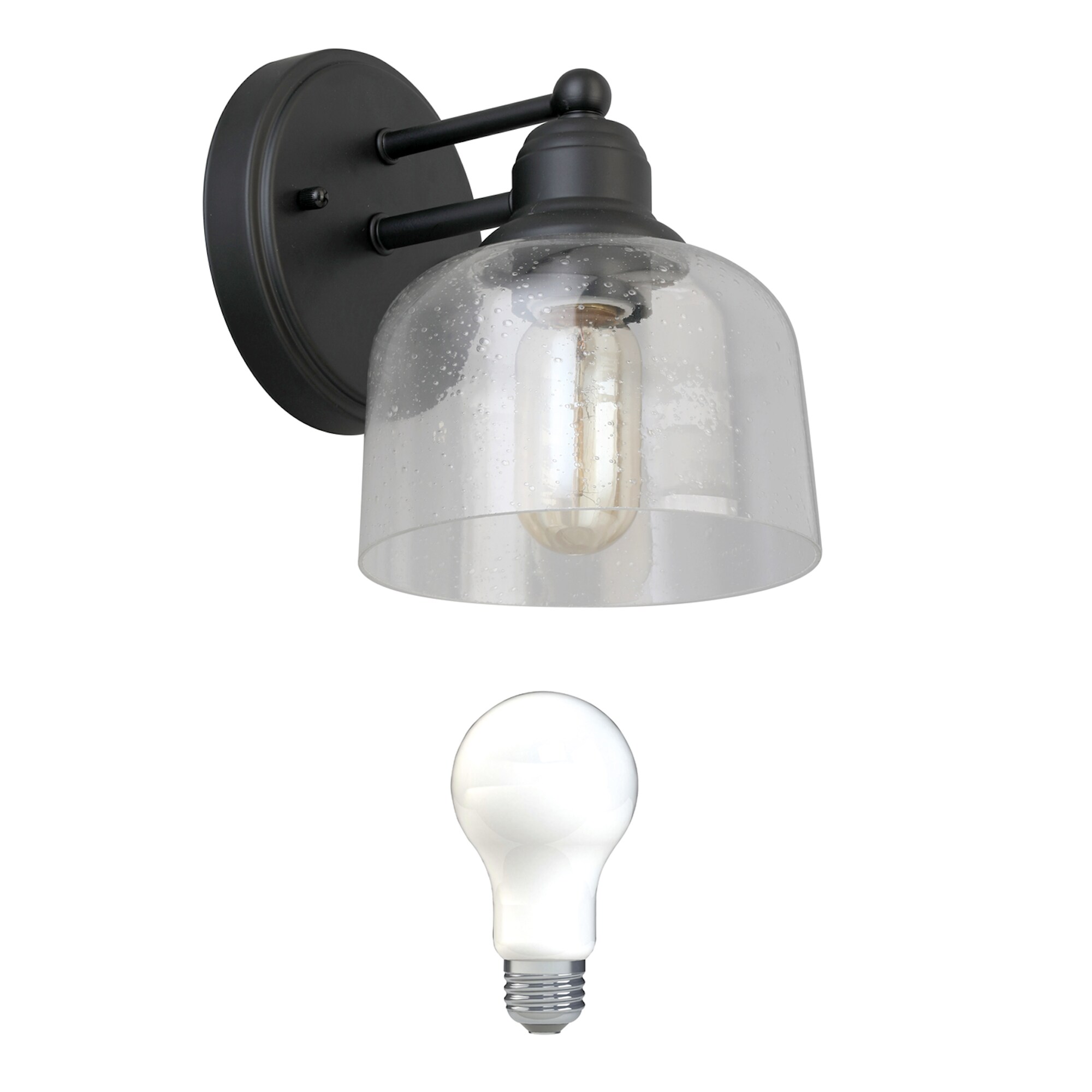 allen + roth  Eden 6.25-in 1-Light Matte Black Transitional Vanity Light Collection
