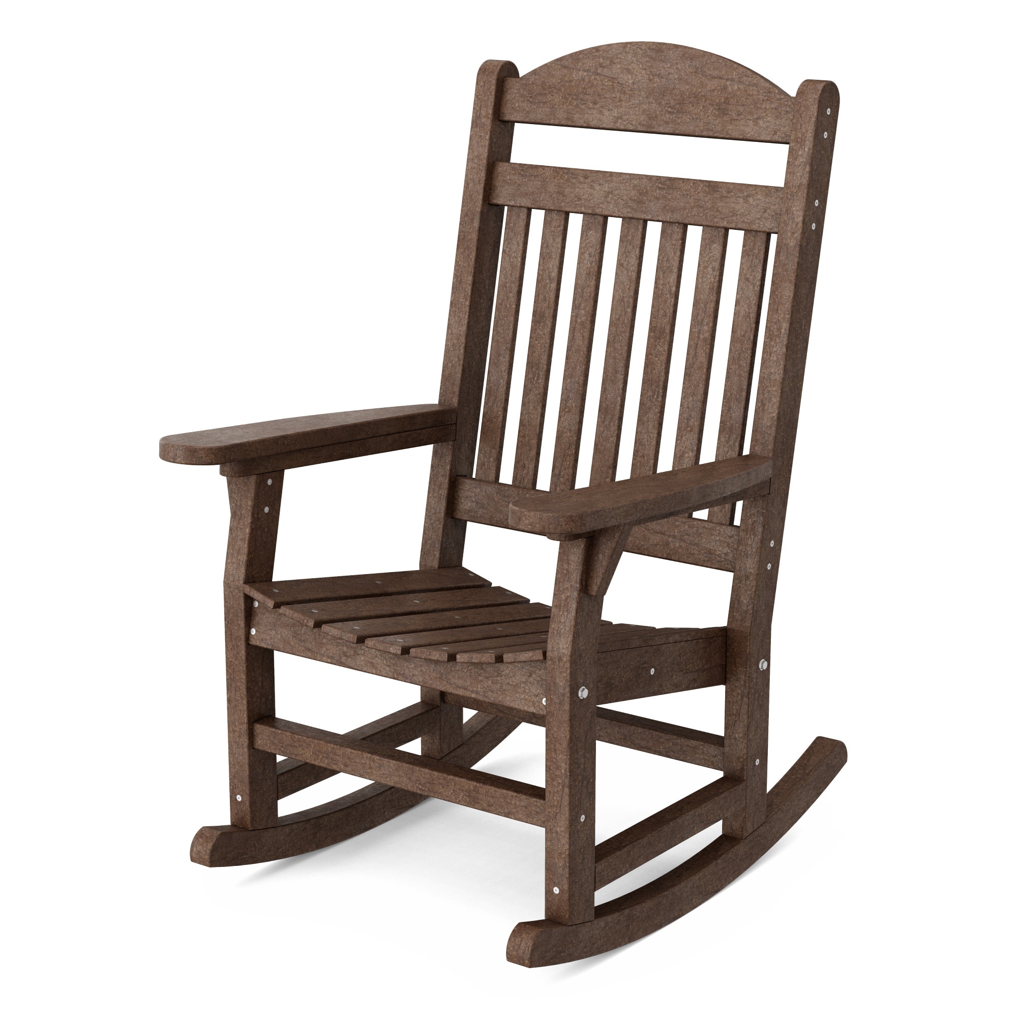 Wildridge LCC-101-TB Heritage Traditional Tudor Brown HDPE Frame Rocking Chair with Slat Seat