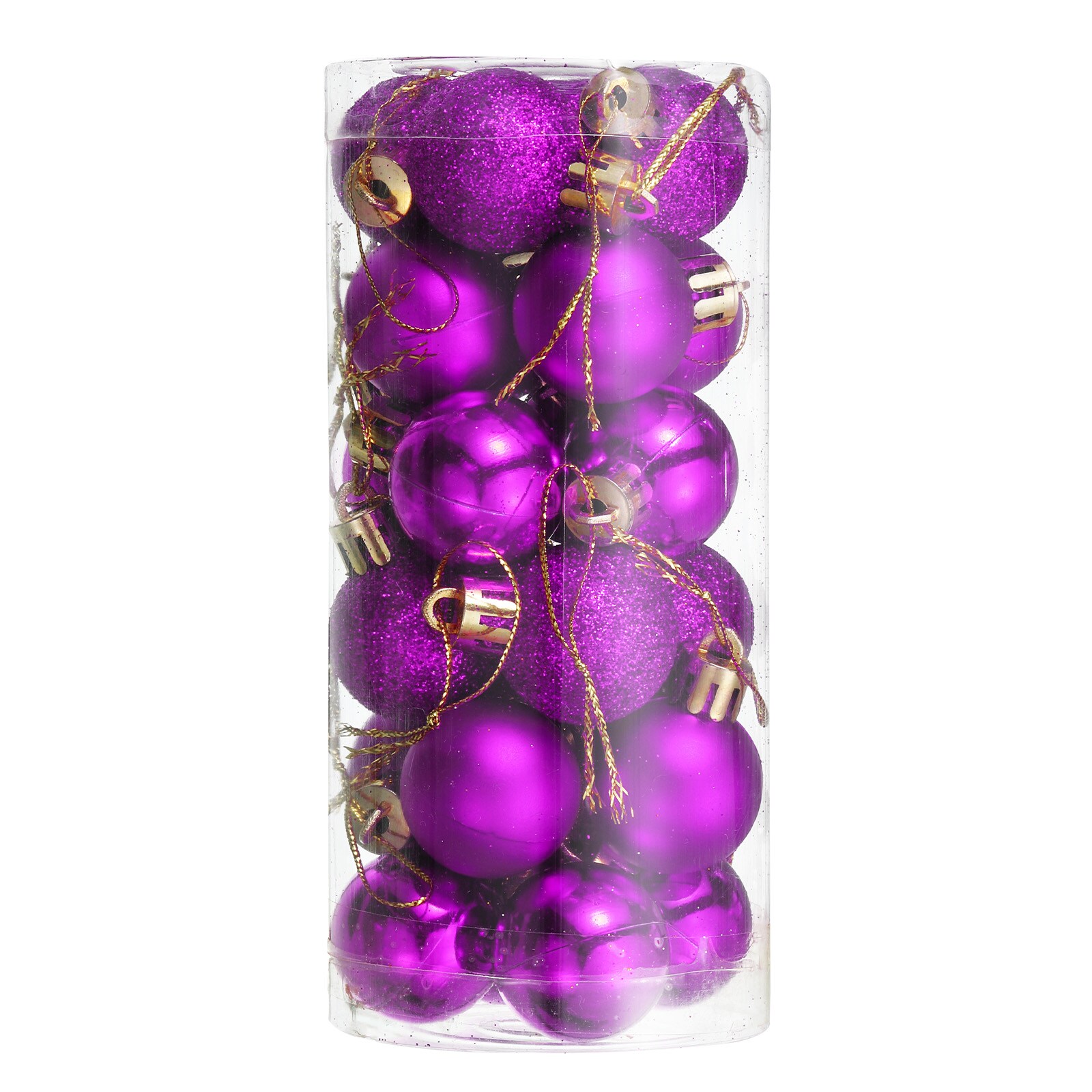 Unique Bargains 24pcs 1.1 Inch Christmas Balls Ornaments Set Shatterproof Christmas Tree Decorations Hanging Balls for Christmas Tree Holiday Decoration Purple