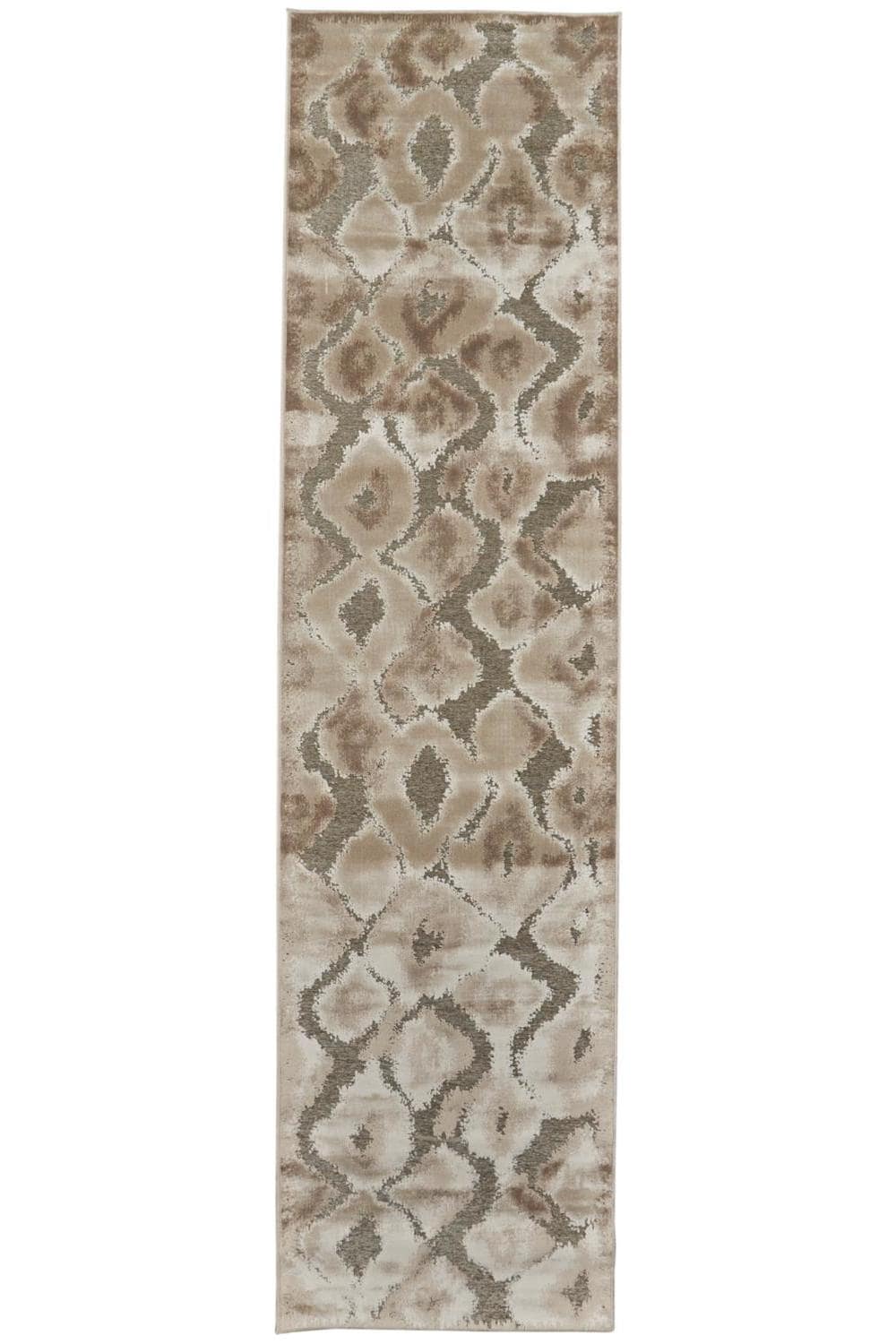 Room Envy 554R3250PEWGRYI6A Pellaro 3 x 8 (ft) Loomed Polypropylene Silver Mink/Taupe Gray Rectangular Indoor Ikat Mid-Century Modern Runner rug