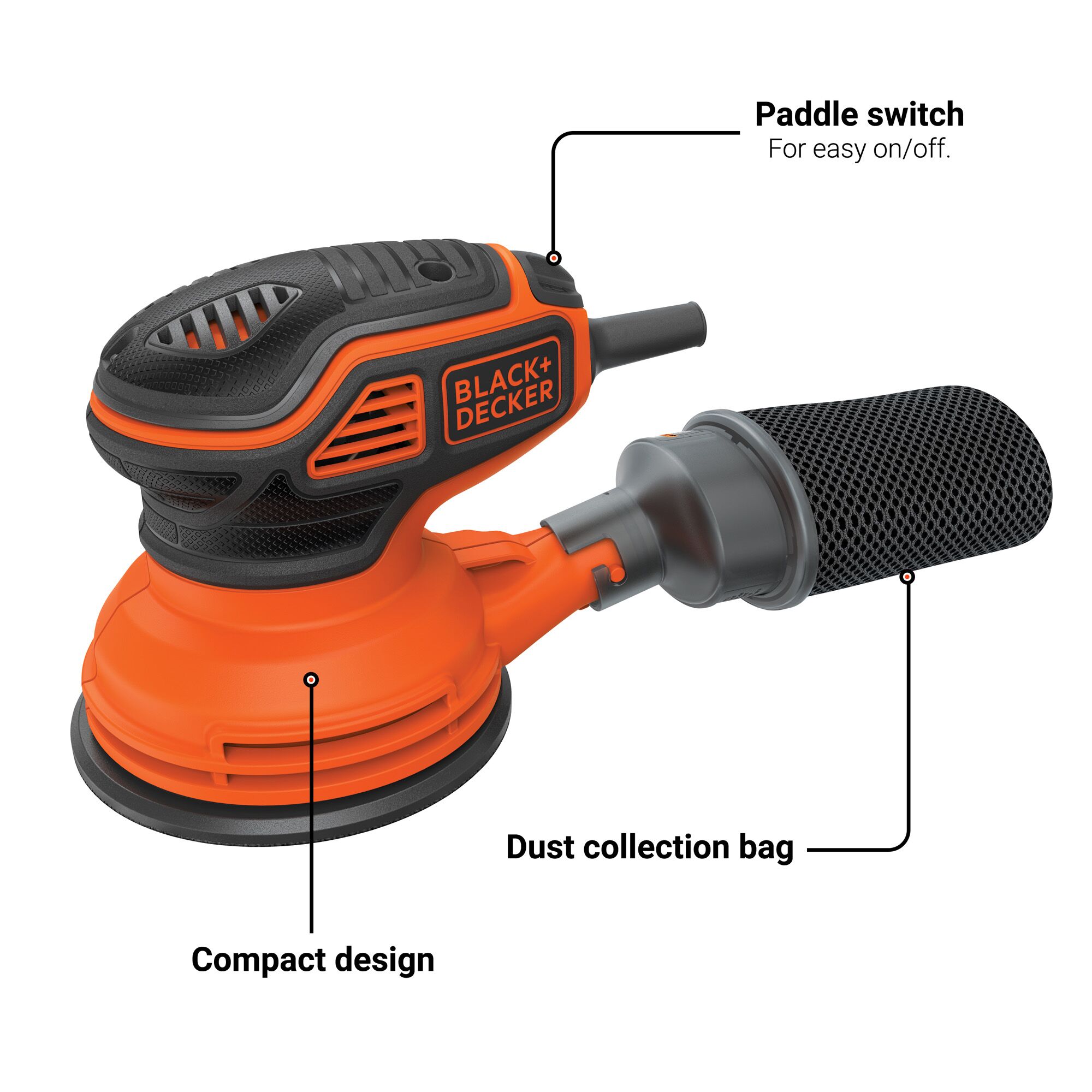 BLACK+DECKER 2.4-Amp Corded Orbital Sander with Dust Management