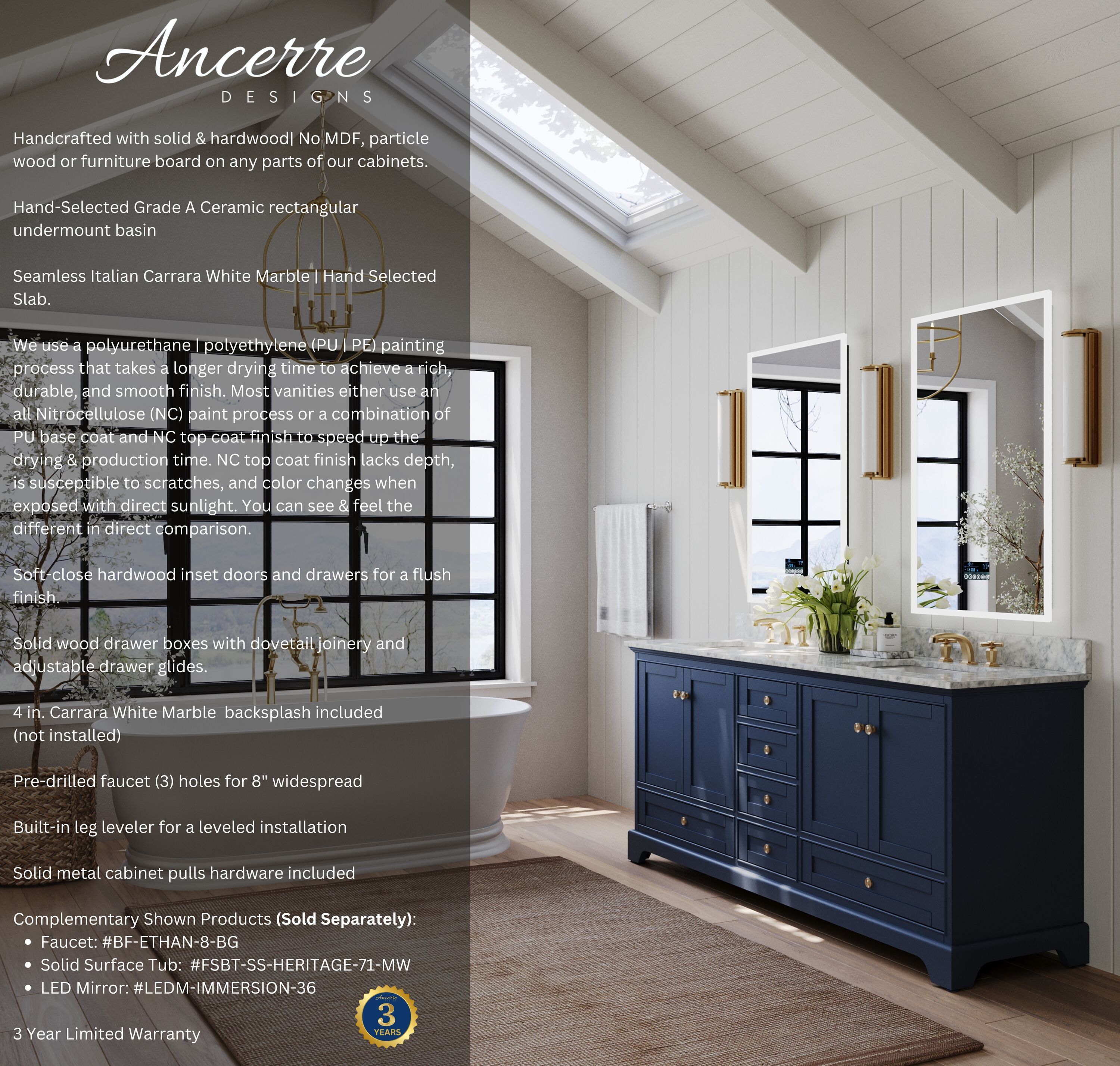 Ancerre Designs VTSAUDREY72HBCWGD Bath-Vanity-Combo - View #2