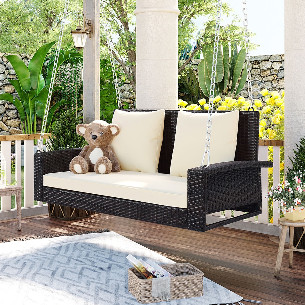 ZAKLOOP XUF285005AAD Wicker Patio Conversation Set with White