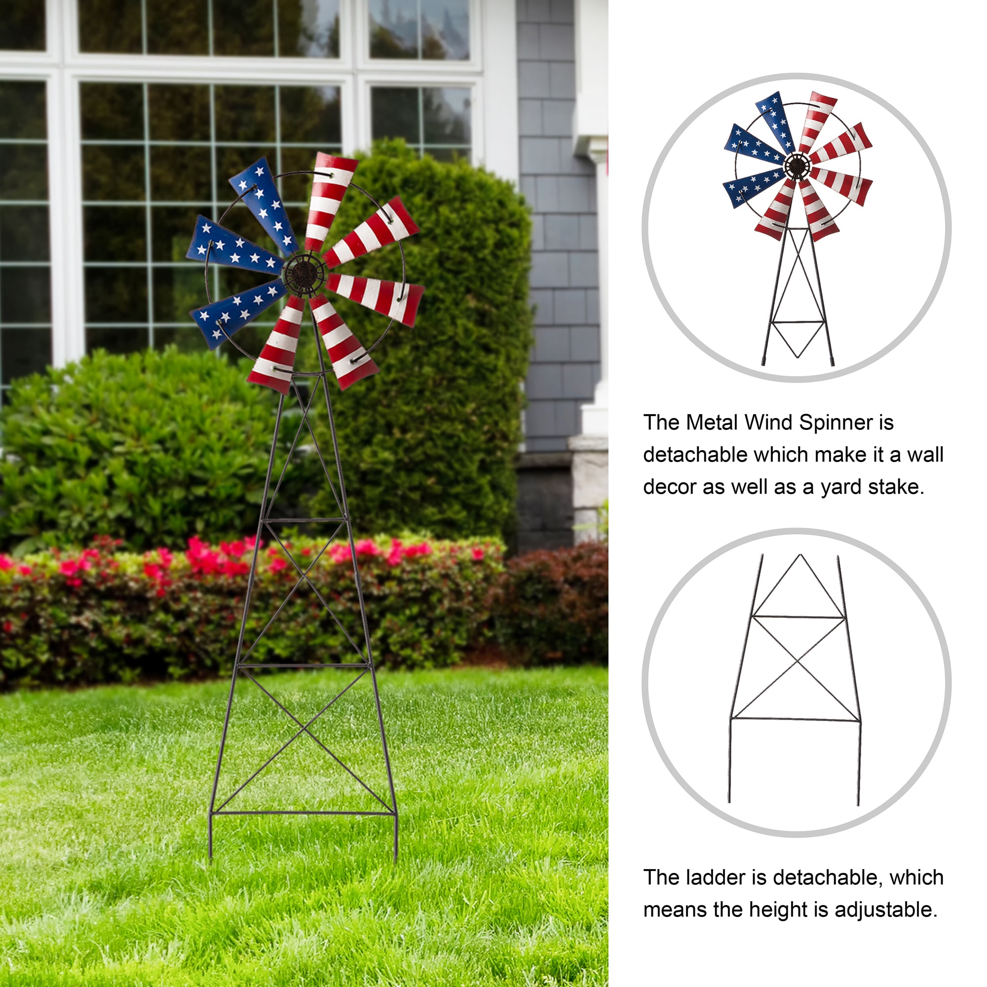 Glitzhome Metal Outdoor Garden Stake Star 4th of July Decor in the
