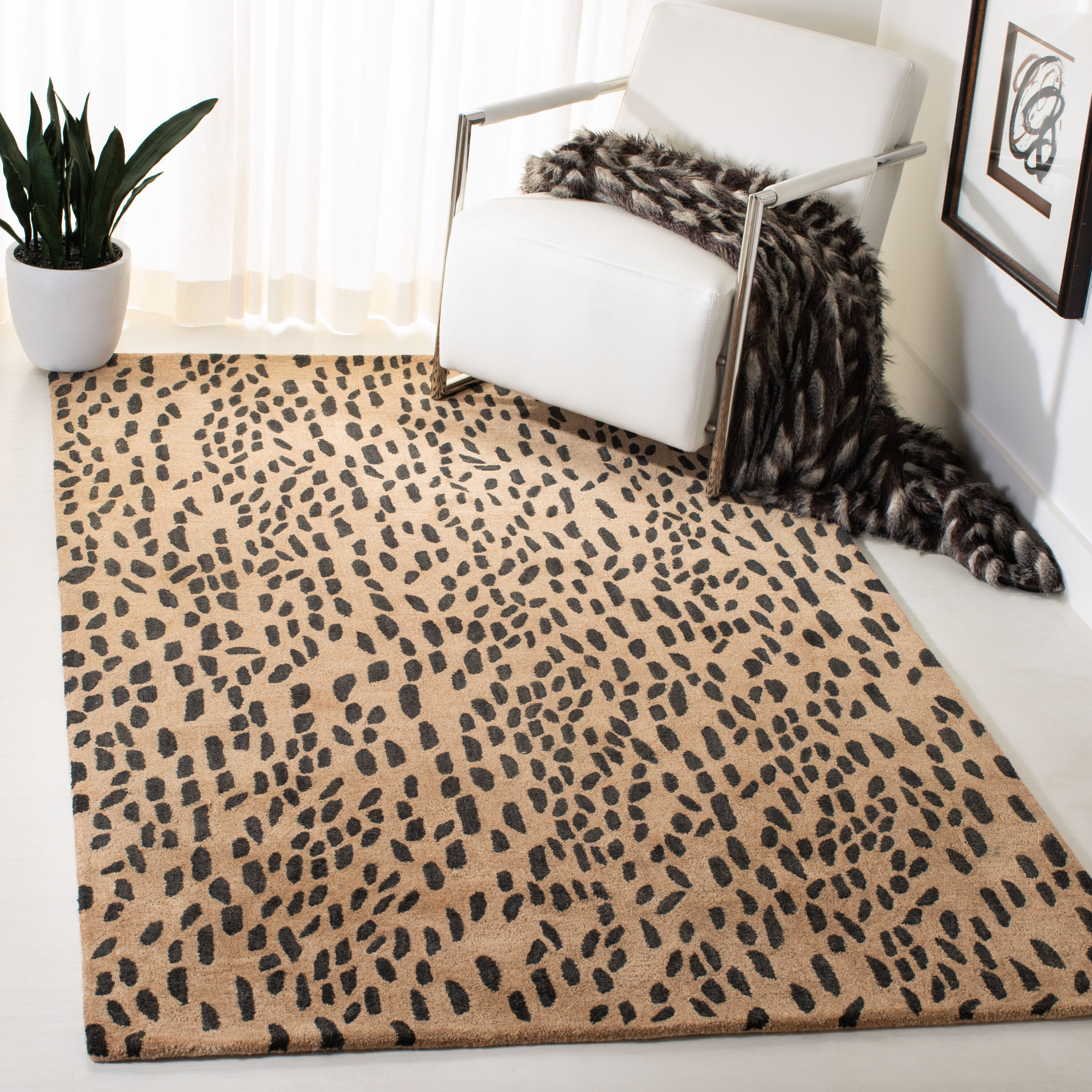 Safavieh Soho Leopard 10 x 14 Wool Beige/Brown Indoor Animal Print Area Rug  at