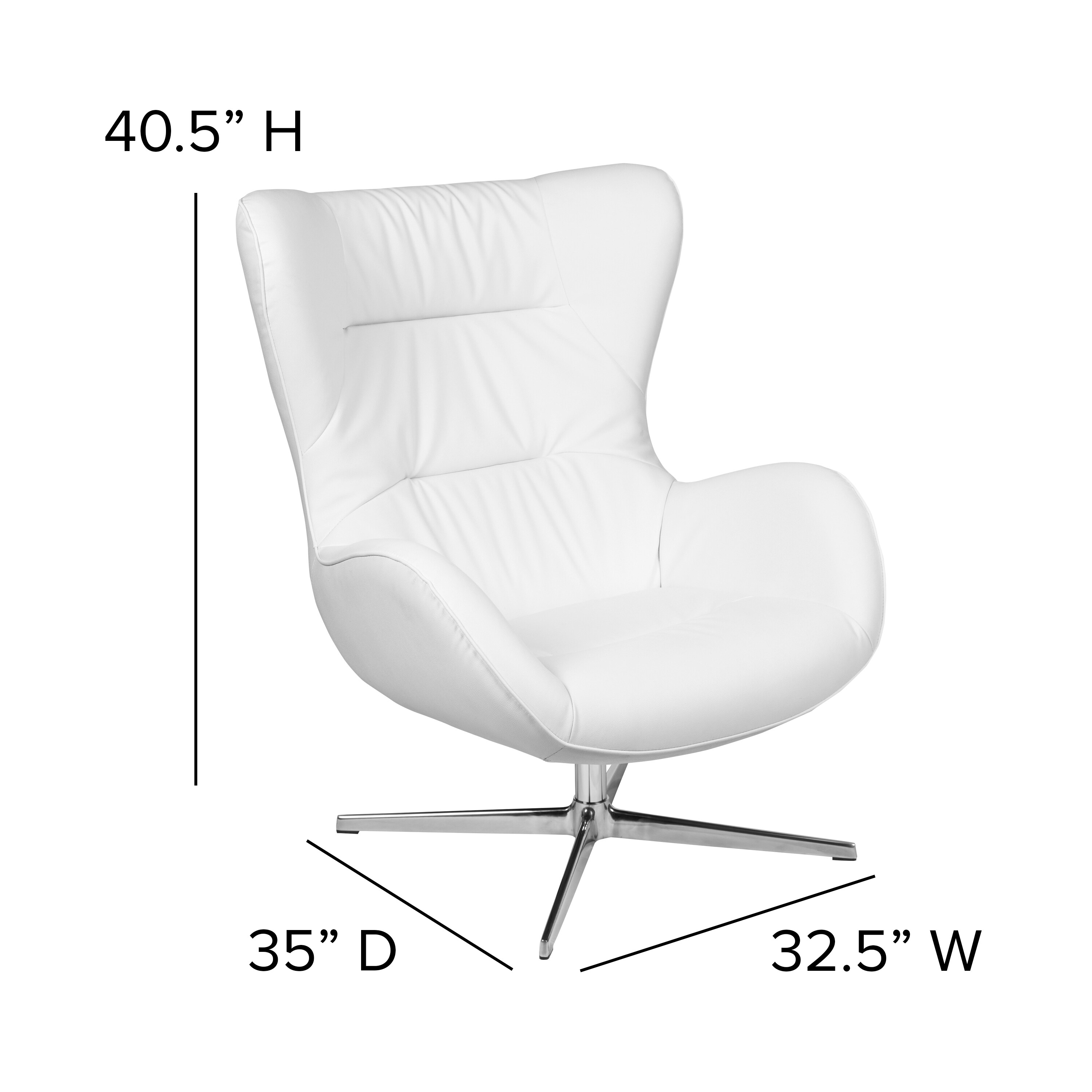 Flash Furniture Home Indoor White Leather Swivel Cocoon Chair