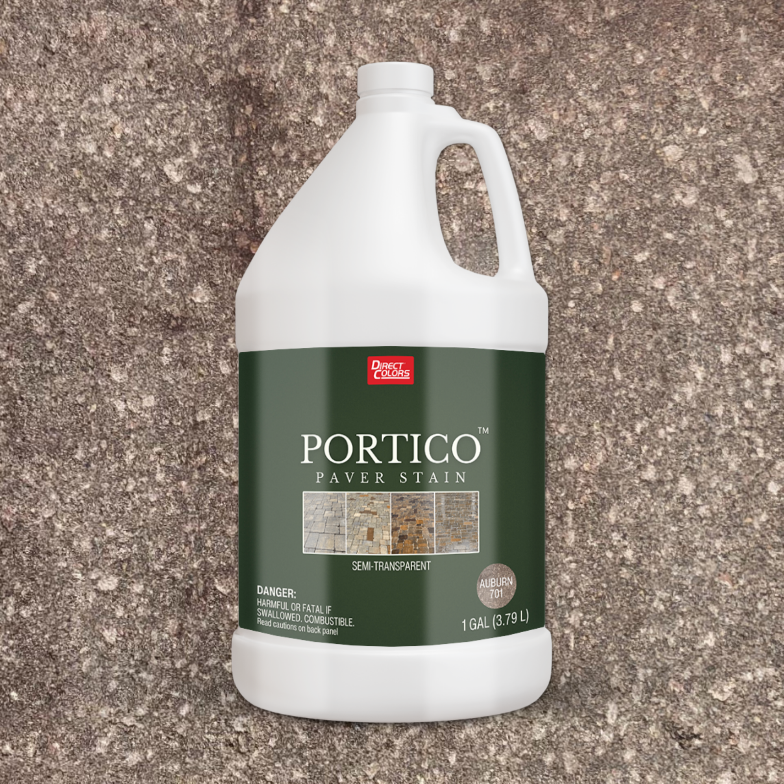 Direct Colors DC-POR-701-1GAL Portico Concrete Paver Stain Solvent-based Auburn Solvent-based Ready-to-use Concrete stain ( 1-gallon )