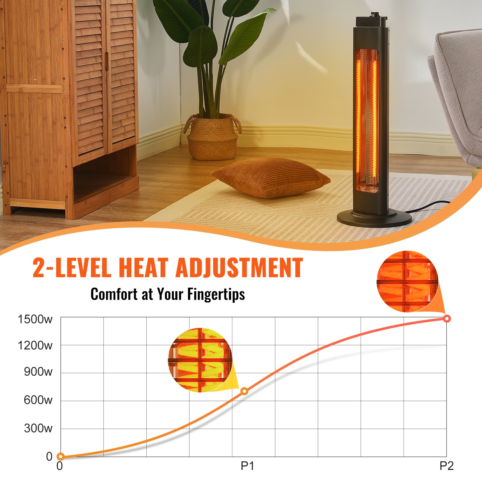 Black 31.5" Electric Infrared Convection Heater